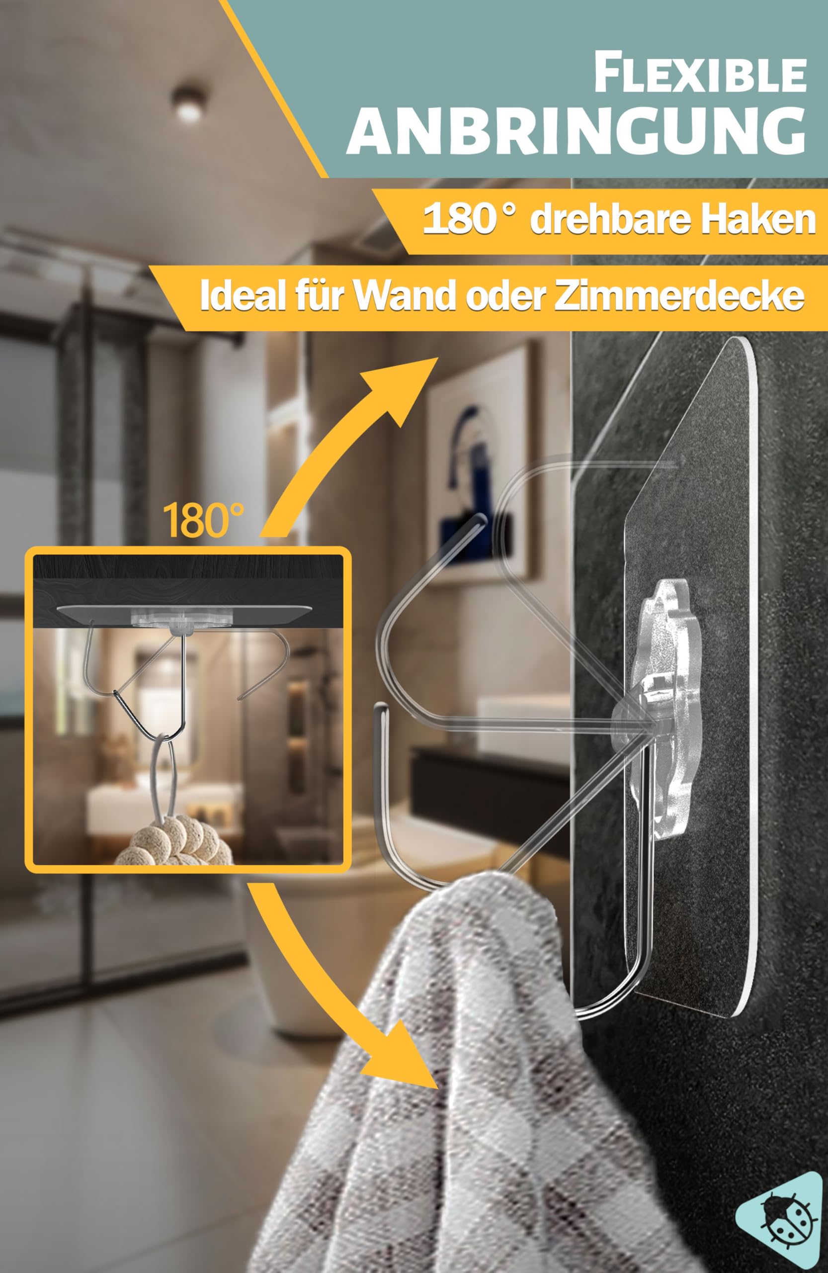 GYHWOFUL 10 Pièces Crochet Adhesif Mural (max 30 Kg) Extra Solides, Autocollants Transparents, étanches Et Sans Traces Pour Crochets Muraux, Crochets De Plafond, Salle De Bain, Ustensiles De Cuisine