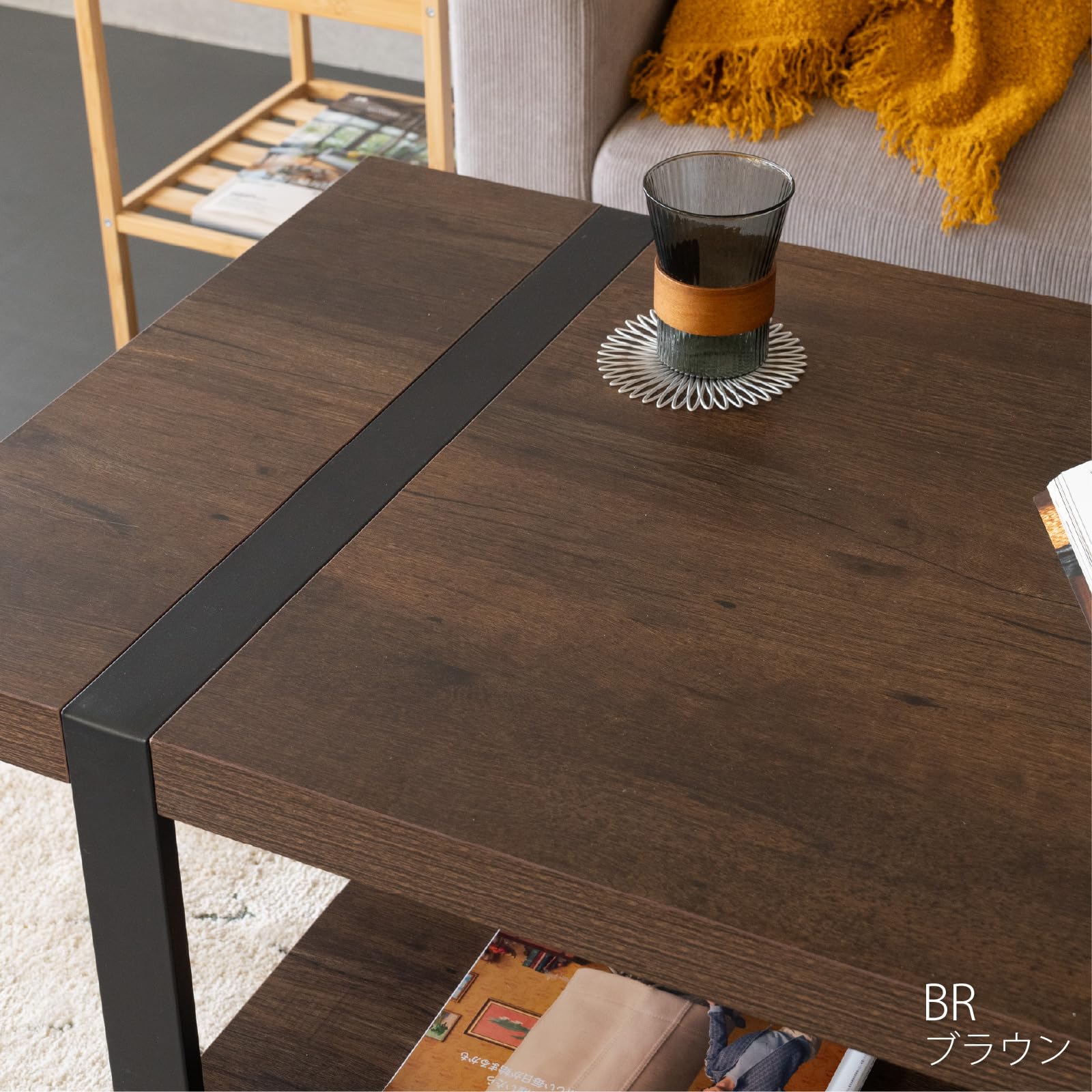 ローテーブル　ブラウン Amazon.co.jp: KEN JAPAN ローテーブル 棚付き 120×60×高さ45.5cm