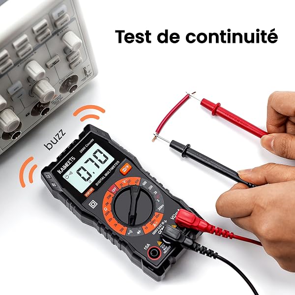 KAIWEETS Multimètre Numérique, Multimètre Digital, Voltmètre Multifonctions 2000 Comptes, Testeur Électrique, Ohmmètre, Mesure La Tension CA/CC, Courant CC, Résistance, Continuité, Diode - 3