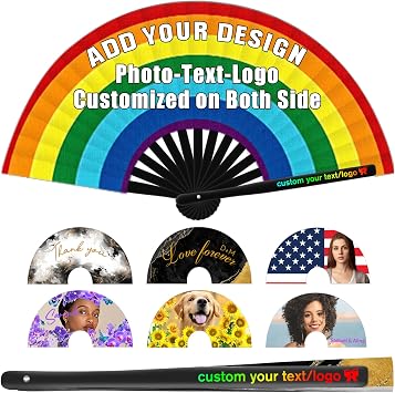 Personalized Fans Handheld Custom Photo Hand Held Fans for Wedding Dancing Saloon Cosplay Party Props Personalized Popping Fans for Line Dancing Decorative Folding Fans 13 "100 Pcs