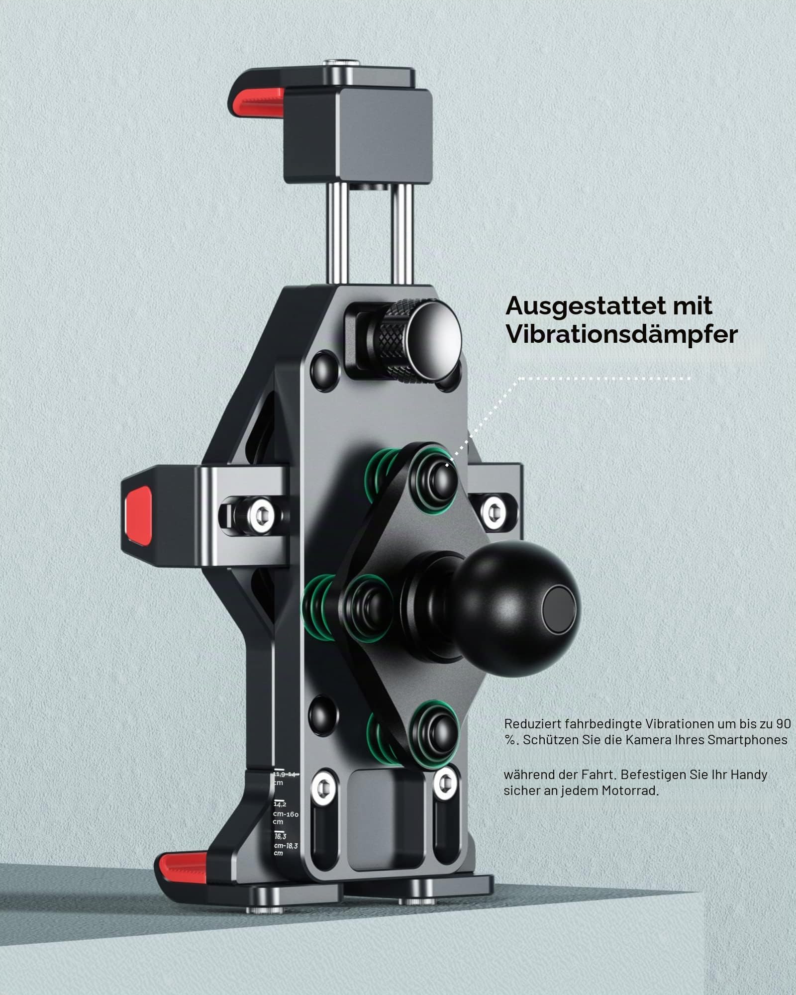 BRCOVAN Aluminiumlegierung Motorrad Handyhalterung mit Vibrationsdämpfer, Diebstahlsichere Handy Motorradhalterung, Verstellbar Lenker Handyhalter für Fahrrad, Roller, ATV, für 4,7-7,2 Zoll Smartphone