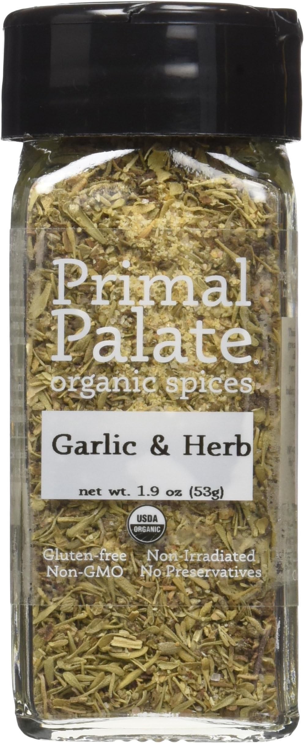 Primal Palate Organic Spices Garlic & Herb, Certified Organic, 1.9 oz Bottle