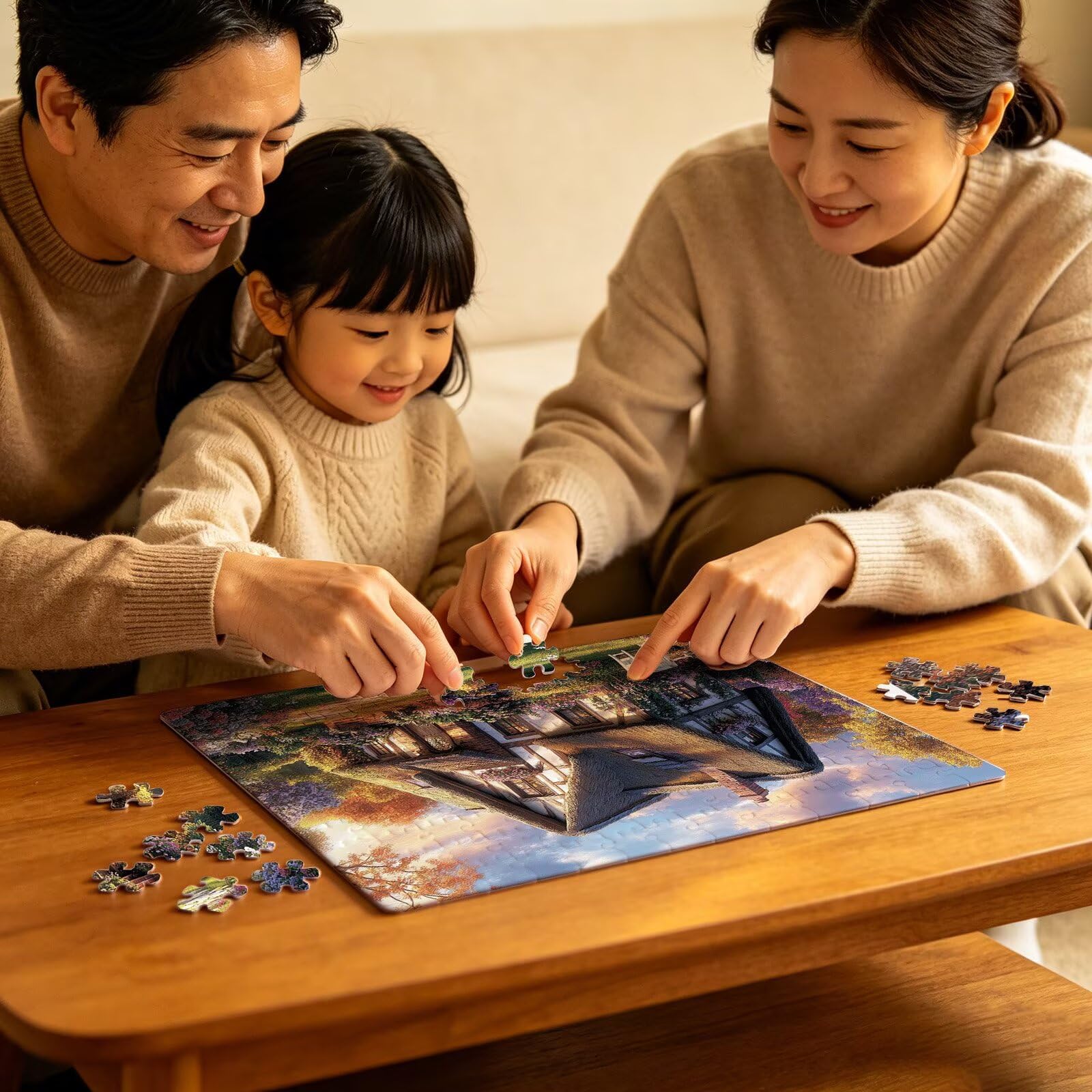 Puzzle 1000 elementów, puzzle 1000 elementów dla dorosłych, trudne puzzle, druk w wysokiej rozdzielczości i jasne kolory, puzzle drewniana szafka leśna (5) z wykwintnym pudełkiem do pakowania W3H-205