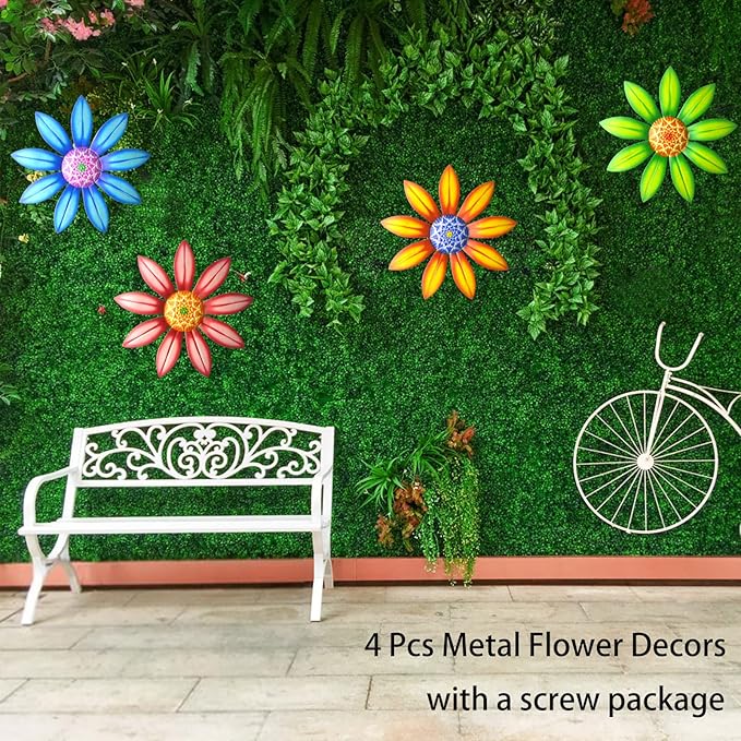 Decoración de Pared de Flores Metálicas Gooyule Set de 4 miniatura 2