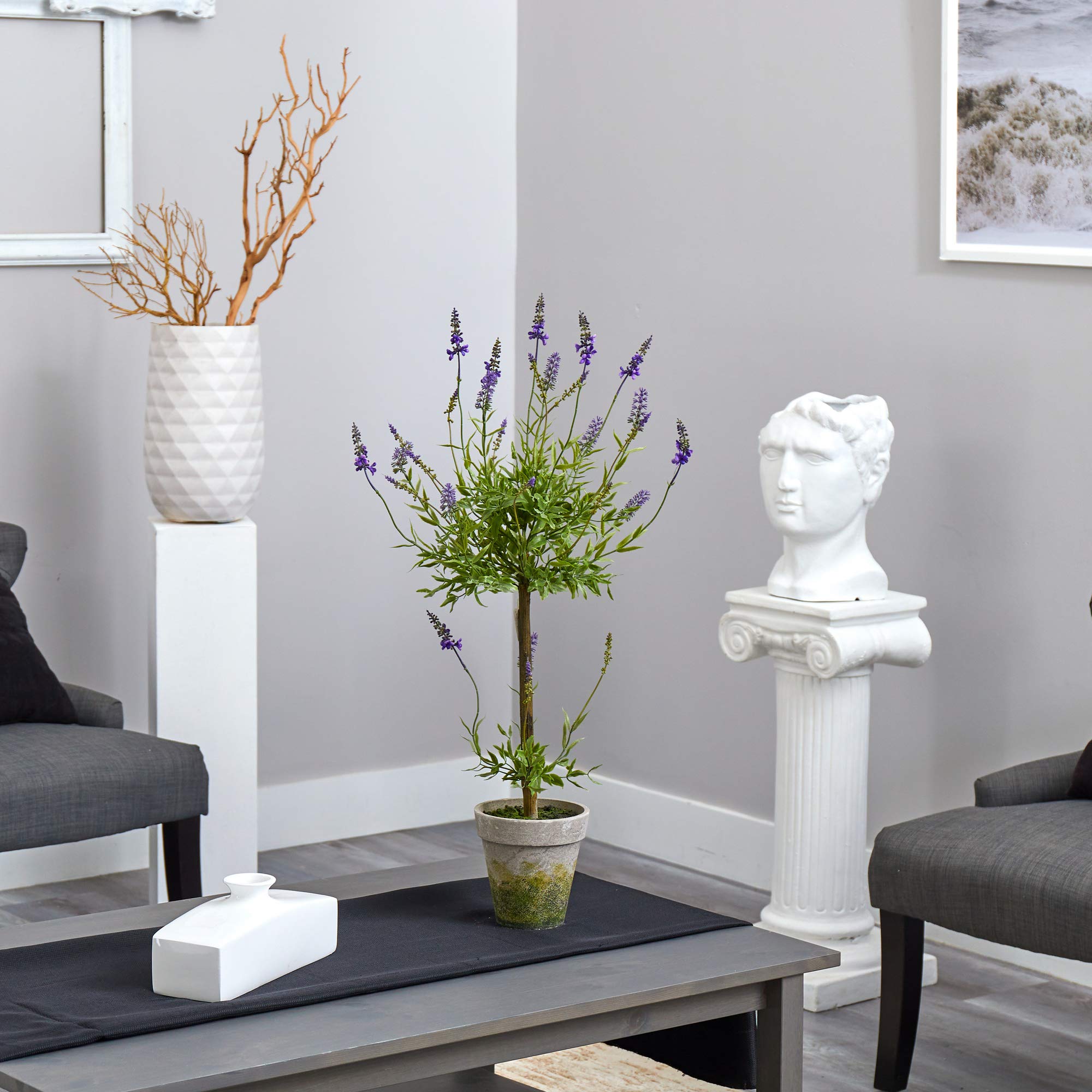 Nearly Natural 34in. Lavender Topiary Artificial Silk Trees, Purple