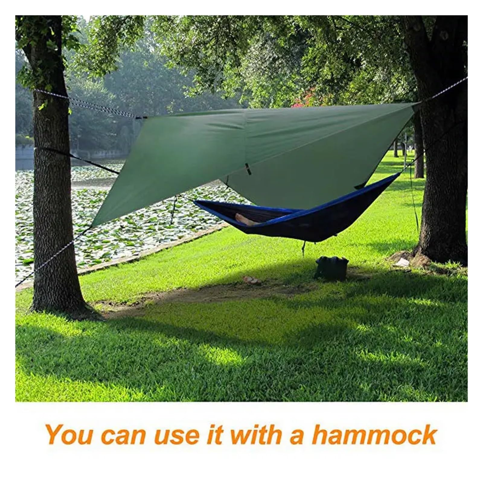 Bâche imperméable en forme de losange - Tente de camping en plein air - Hamac - Anti-UV - Auvent de jardin - Ultra léger - 350 x 280 cm - Gris