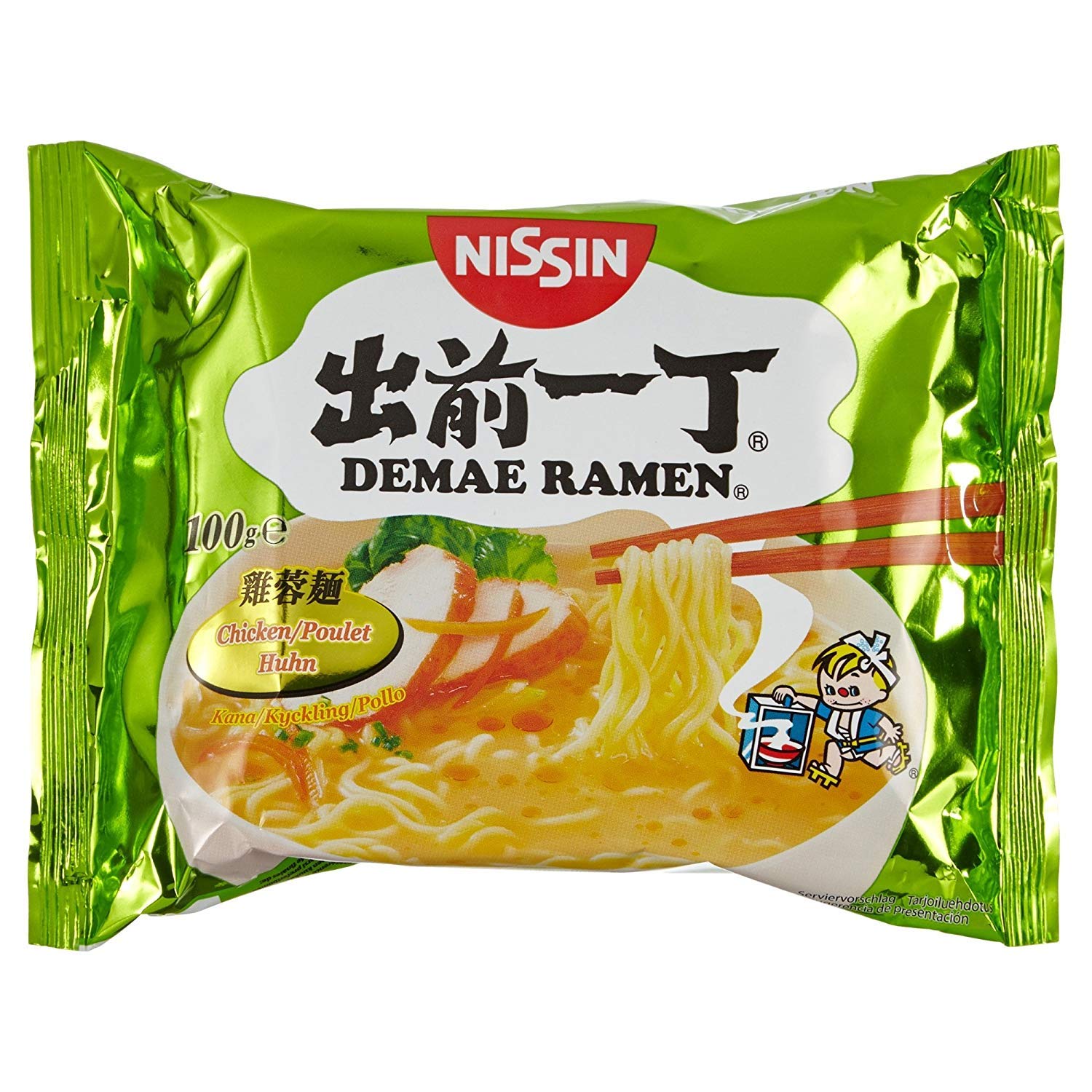 Nissin Demae Ramen - Sopa japonesa de fideos, sabor a pollo, 100 g