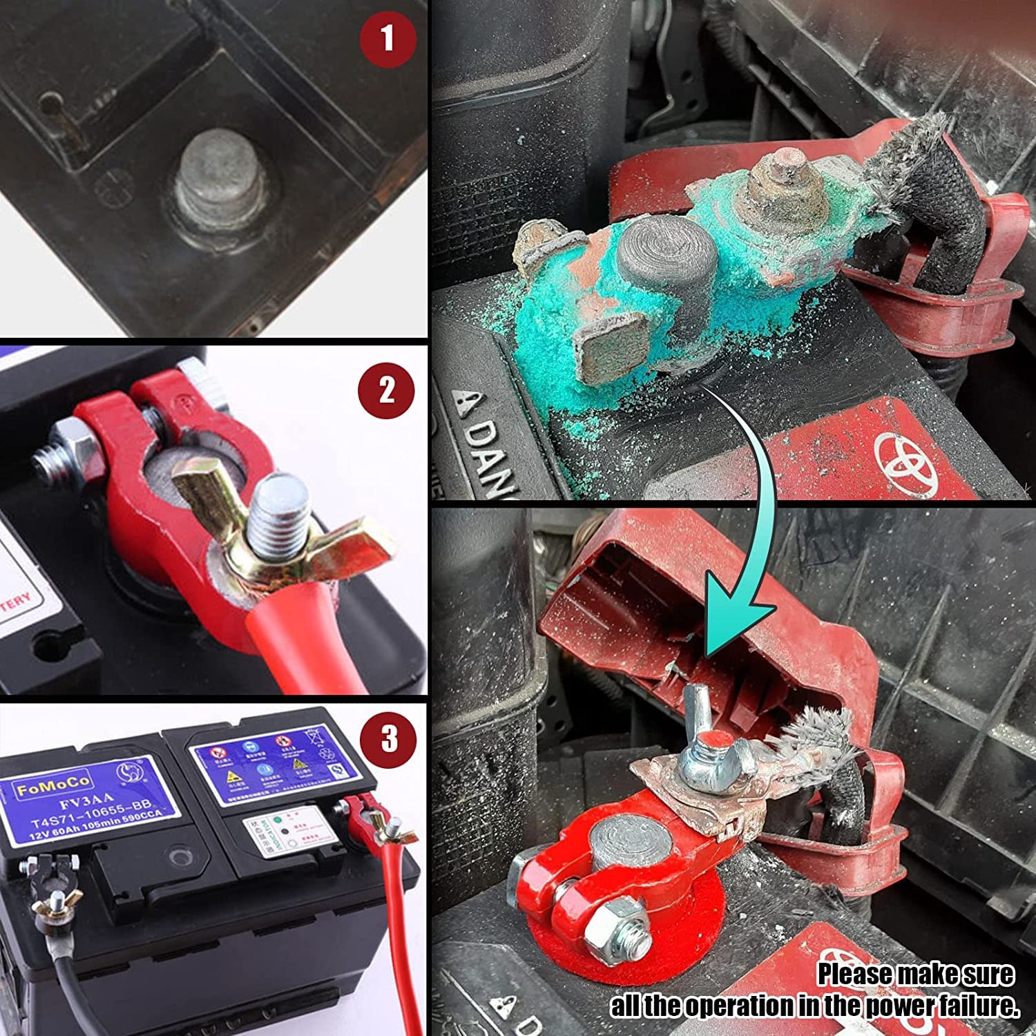 Terminali Batteria Auto 12V/24V RUNCCI-YUN - Set 2 Pezzi Positivo/Negativo Con Rondelle - Foto 9