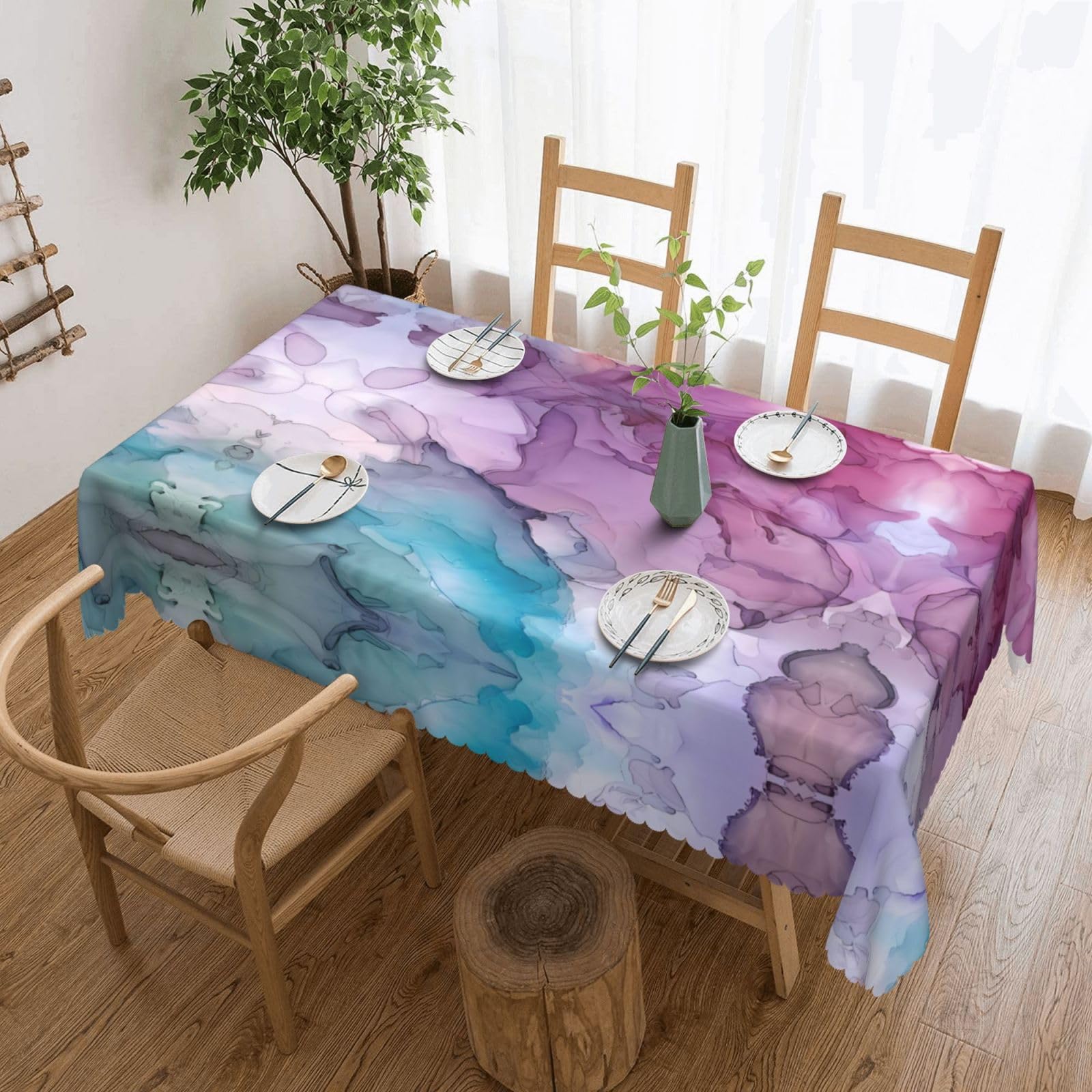 HLSBSSL Abstract Marble Patterned square lace tablecloth, wrinkle-resistant and durable, suitable for dining tables, parties, etc.