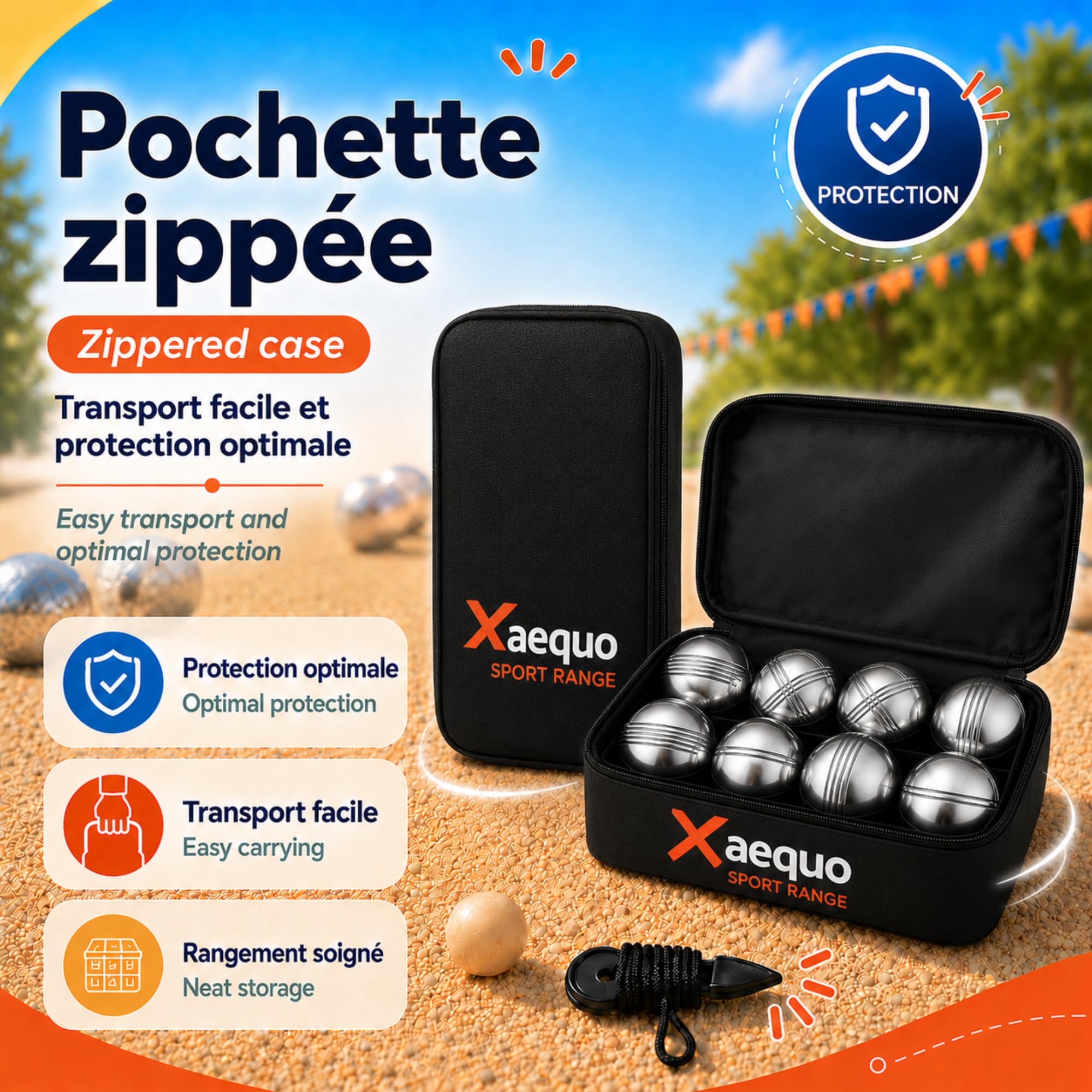 Boule De Petanque - Set Complet 8 Boules Acier Chrome avec Cochonnets Bois Et Mesureurs - Sacoche Pétanque Incluse - Jeu De Boules Petanque Extérieur Et Intérieur (Lot de 1)