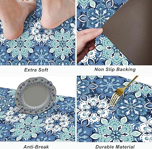 Miniatura 6 de comfoyar Juego de 2 tapetes de cocina, bohemios, antideslizantes, impermeables, juego de alfombras de cocina y corredores acolchados, tapetes