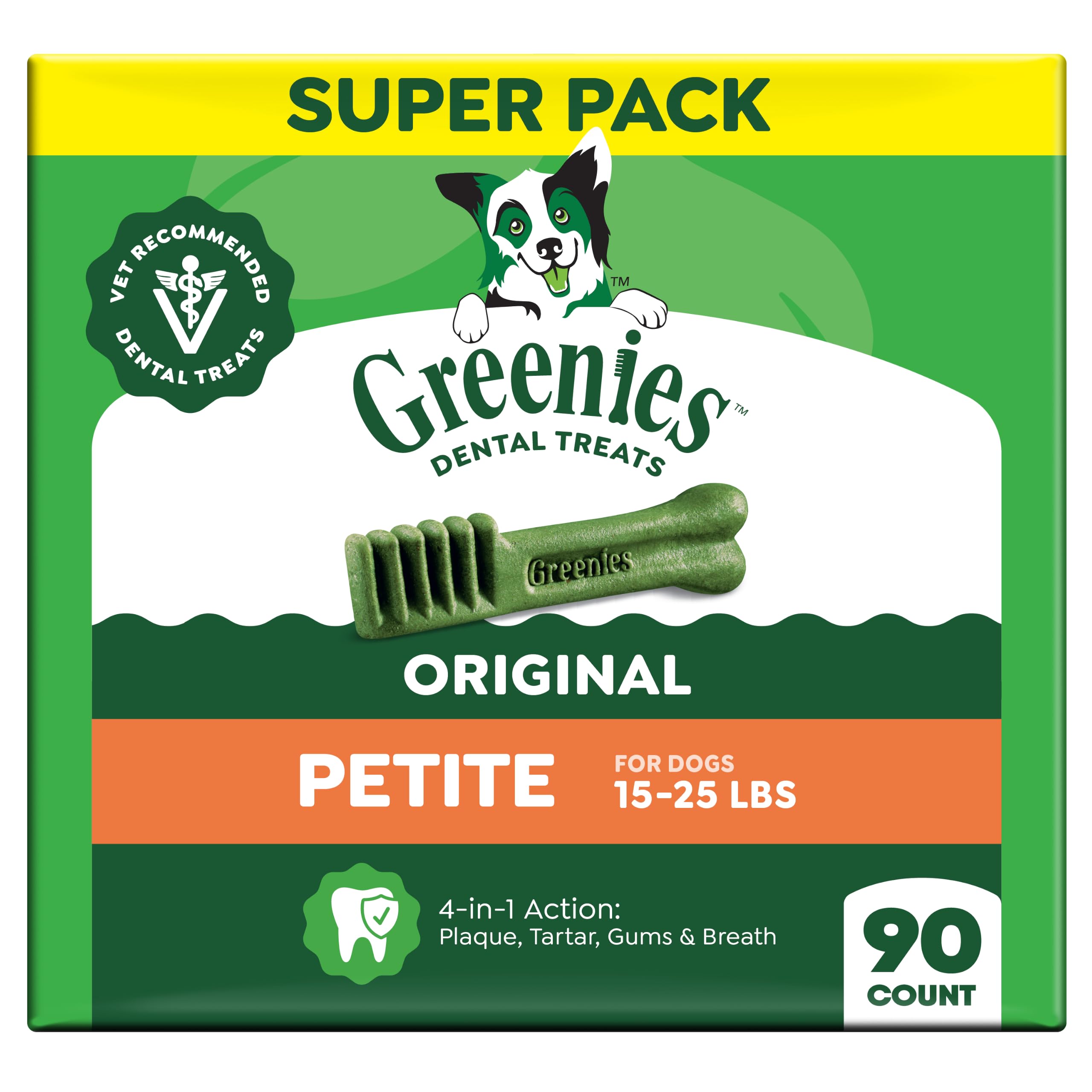 Greenies Petite Natural Dental Dog Treats, Original Flavor, 90 Count