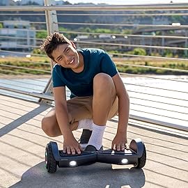 Jetson Spin All Terrain Hoverboard with LED Lights, Self-Balancing Hoverboard with Active Balance Technology, Range of Up to 7 Miles, Ages 13+, Black, JAERO-BLK