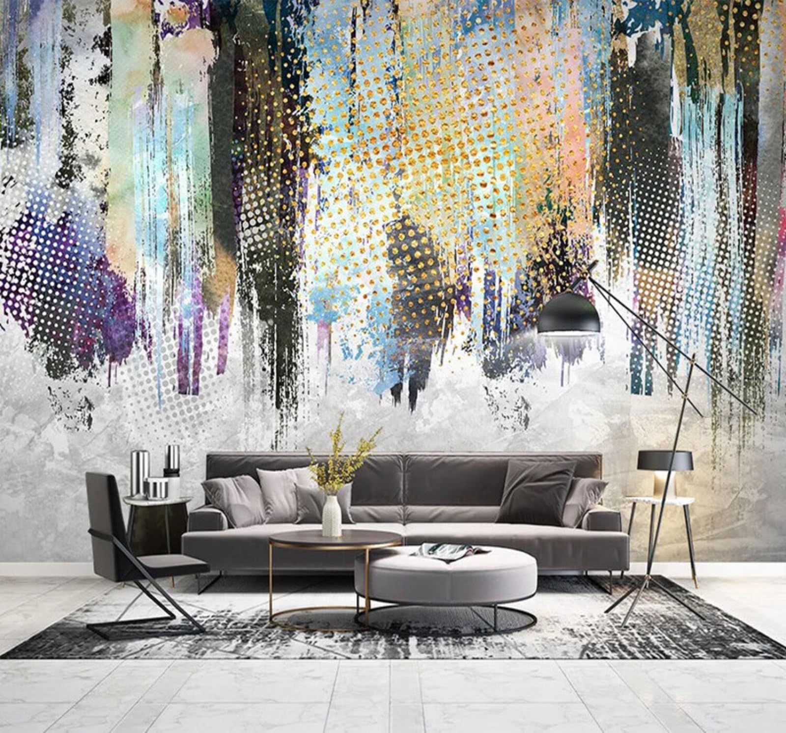 Abstract Colourful Graffiti Art Individuality 3D Wallpaper Easy Install Feature Office Living Room Sofa Bedroom TV Background Wall Decoration-250cm×170cm