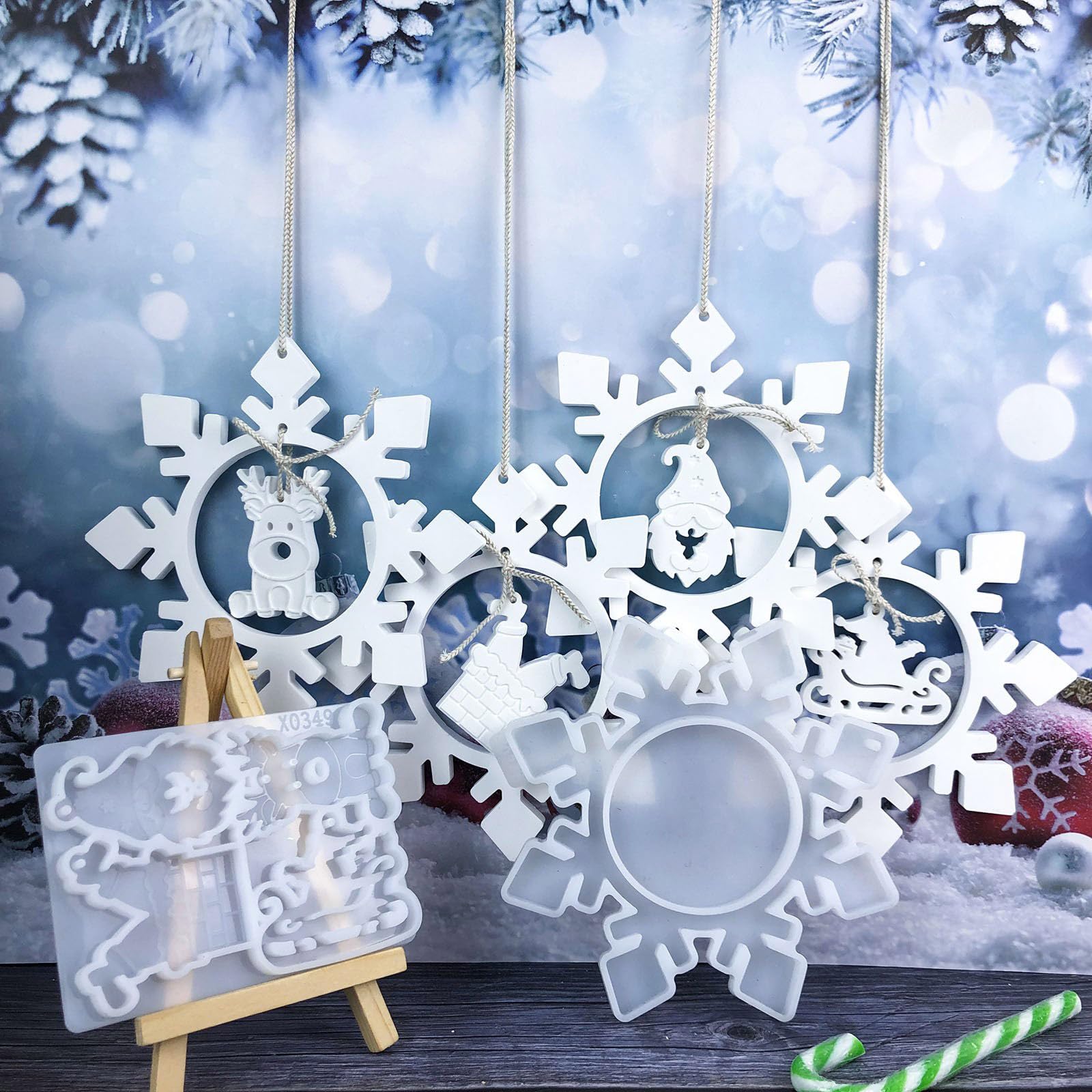 2 pz/set albero di Natale appeso ornamento resina epossidica silicone fiocco di neve ciondolo stampo gioielli fatti a mano strumento