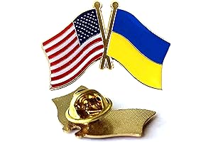 3 Pc Ukraine US American Flag Pin Friendship Peace Brooch Hat Lapel Pins Badge