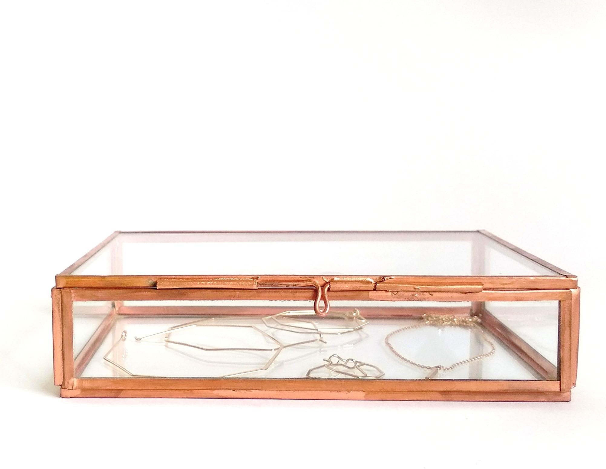 Productile Glass Jewellery Box Organiser (Clear, 6.5x4.5x1.5-inch)