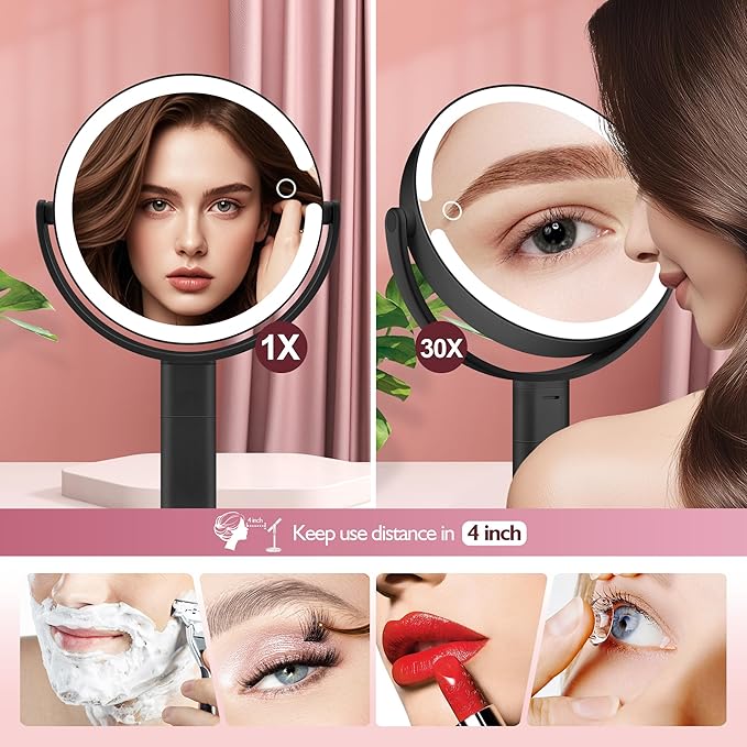 Espejo de Maquillaje con Luz MOMOKUBA, 30X Aumento y Altura Ajustable miniatura 4