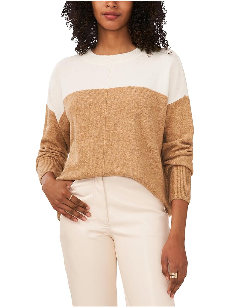 White Vince Camuto Extend Shoulder Colorblack Cozy Sweater