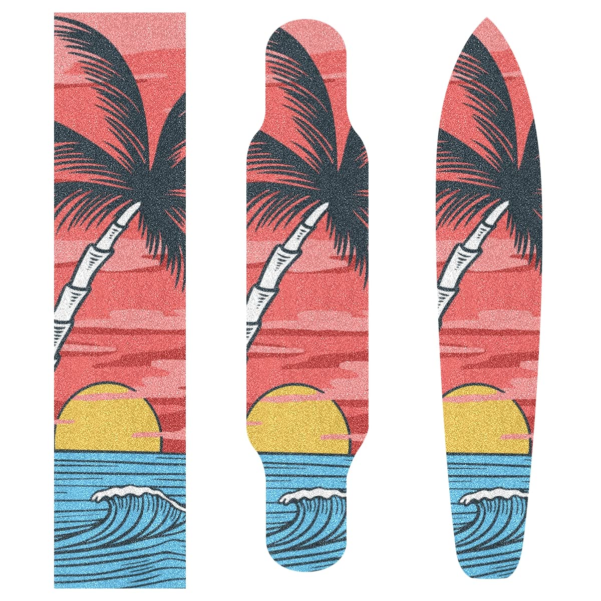 HUSSRITY Palm and Sun Wave Longboard Grip Tape 44
