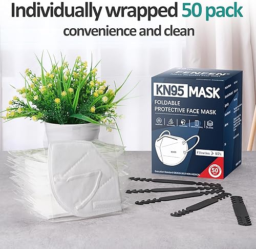 Miniatura 5 de FENFEN KN95 - Mascarilla desechable para adultos, KN95, mascarillas de colores para mujeres y hombres, 5 capas de protección, transpirable, cómoda,