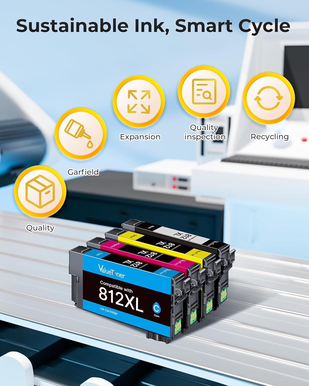 812XL Ink Cartridges Combo Pack Remanufactured for Epson 812XL Ink Cartridges | 812XL 812 Ink Cartridge for Epson Workforce Pro WF-7840 WF-7820 WF-7310 EC-C7000 (4 Pack,Black Cyan Magenta Yellow) - Image 6