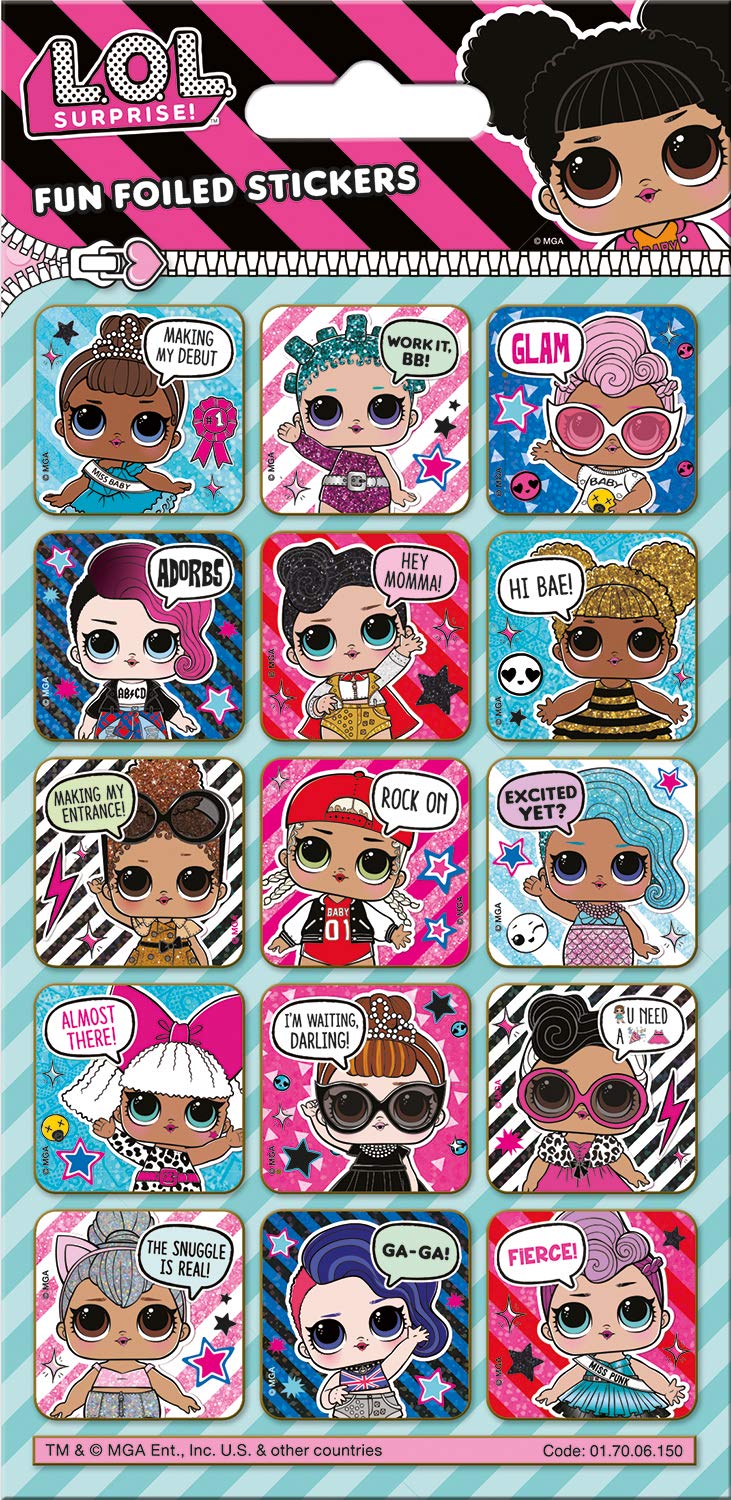 L.O.L. Surprise! Glitter Sparkly Reusable Reward Stickers | Official Licensed Product | Reusable on Non-Porous Surfaces