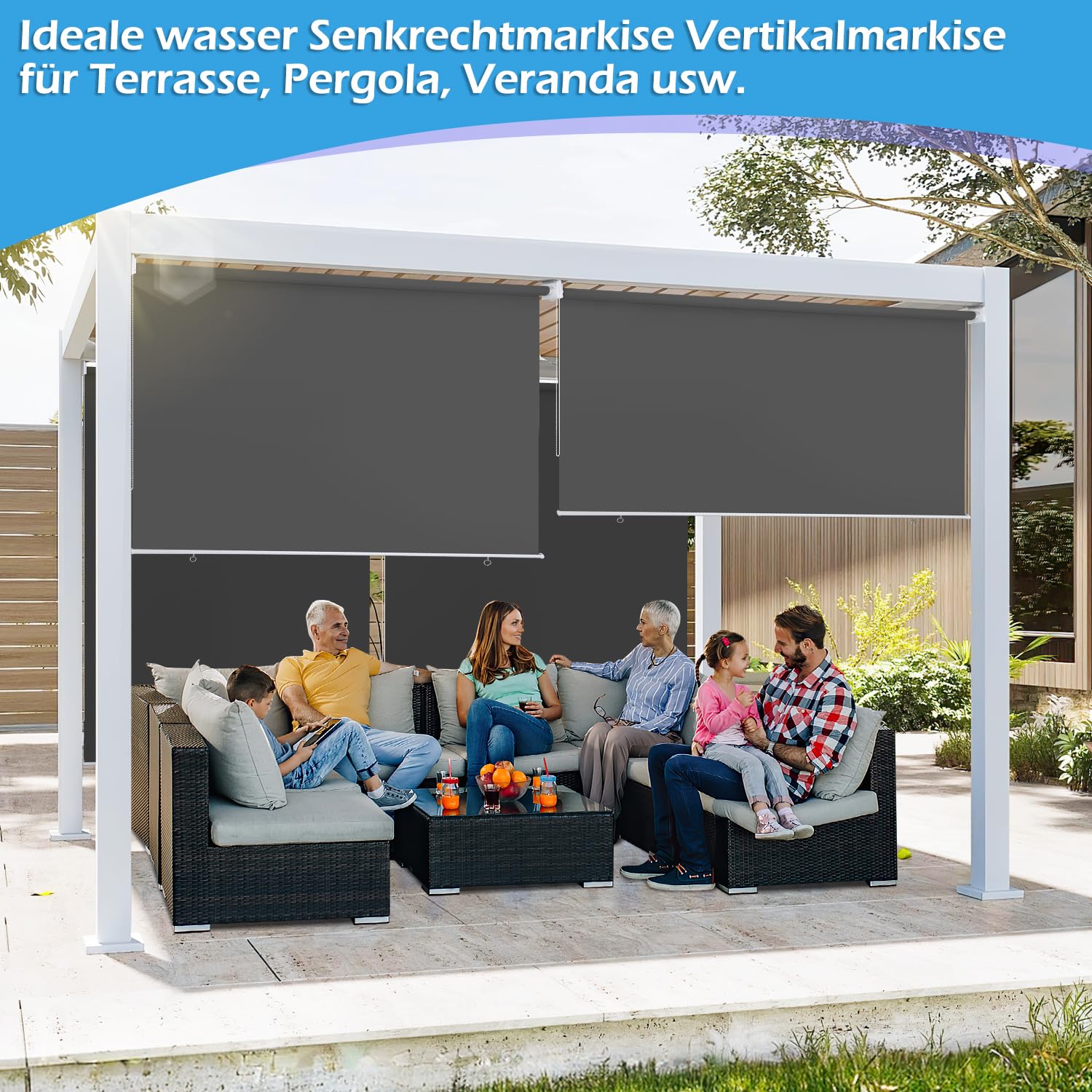 Ikodm Markiza pionowa na zewnątrz, 100 x 140 cm, markiza balkonowa, roleta zewnętrzna, zasłona na balkon, zacienienie i ochrona przed wzrokiem, markiza balkonowa, markiza pionowa, zacienienie