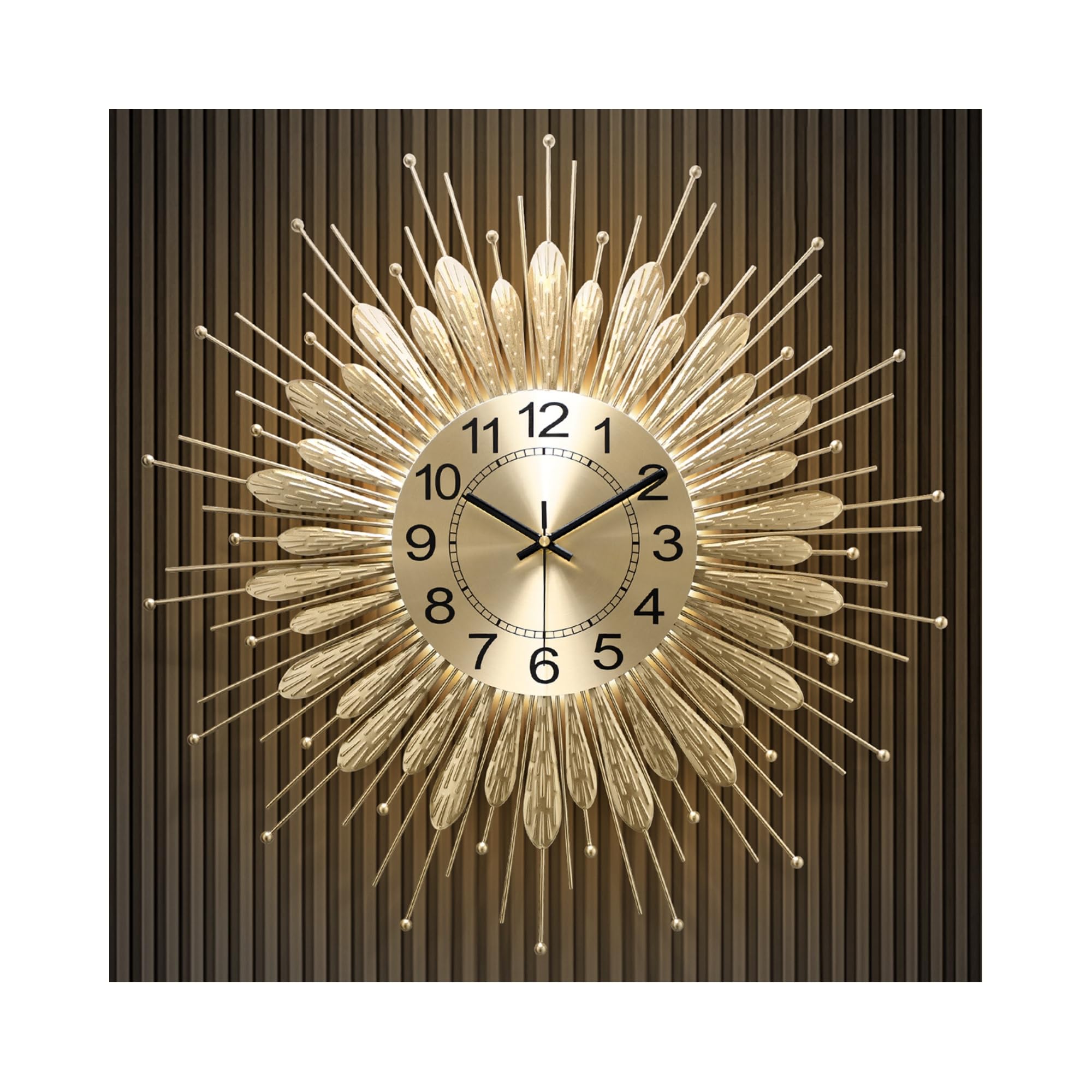 Photo 1 of ***NON FUNCTIONAL*** HEBOIX 27" Gold Mid Century Modern Wall Clock?Battery Operated Decorative Decorative Metal Wall Clock for Living Room/Bedroom/Office/Bathroom Wall Art&Clocks