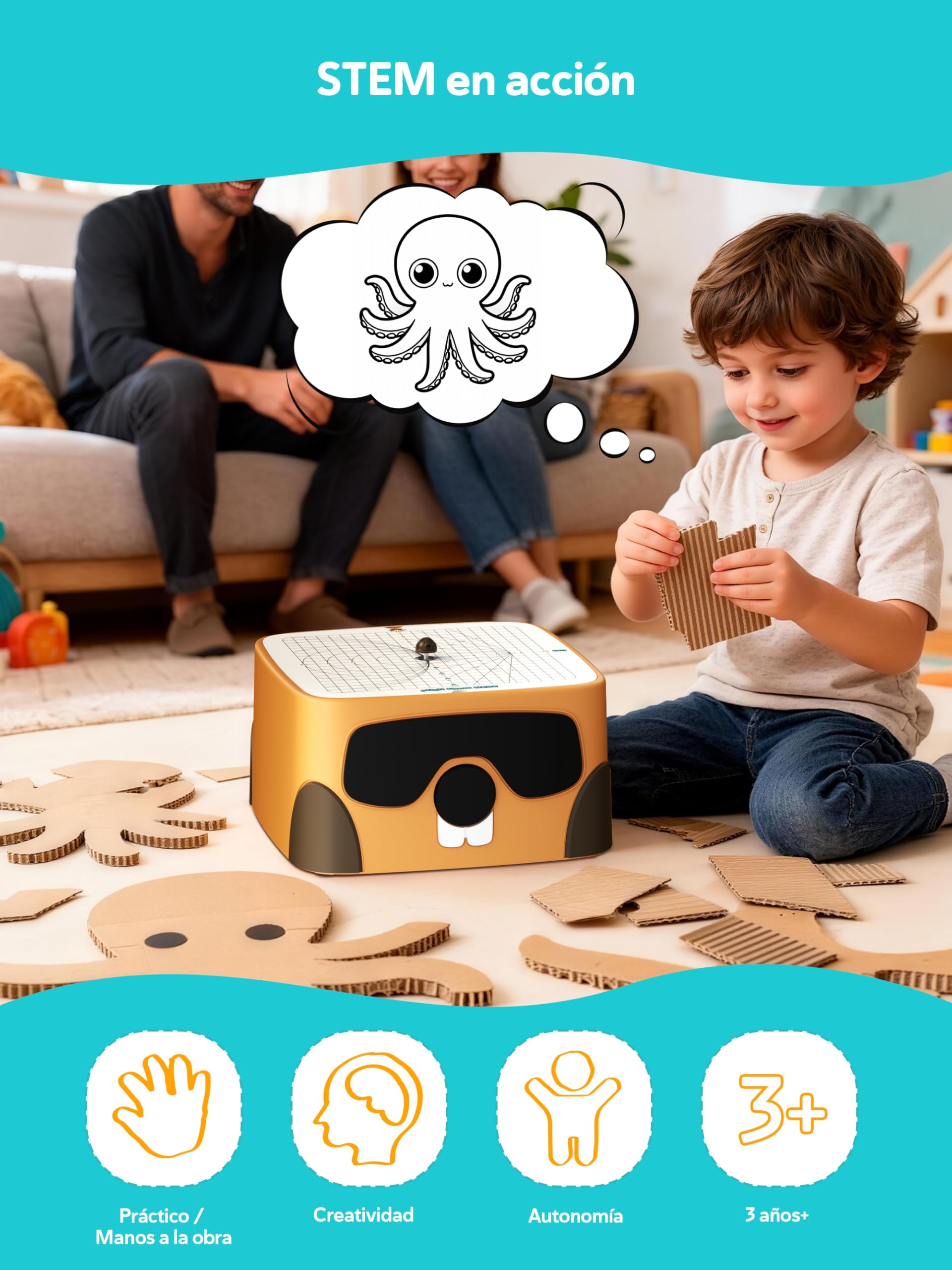 BEAVERBOT Cortador de cartón para niños, Juego de Herramientas de construcción de cartón de Bricolaje Seguro, Juguetes educativos para niños y niñas a Partir de 3 años, proyectos de