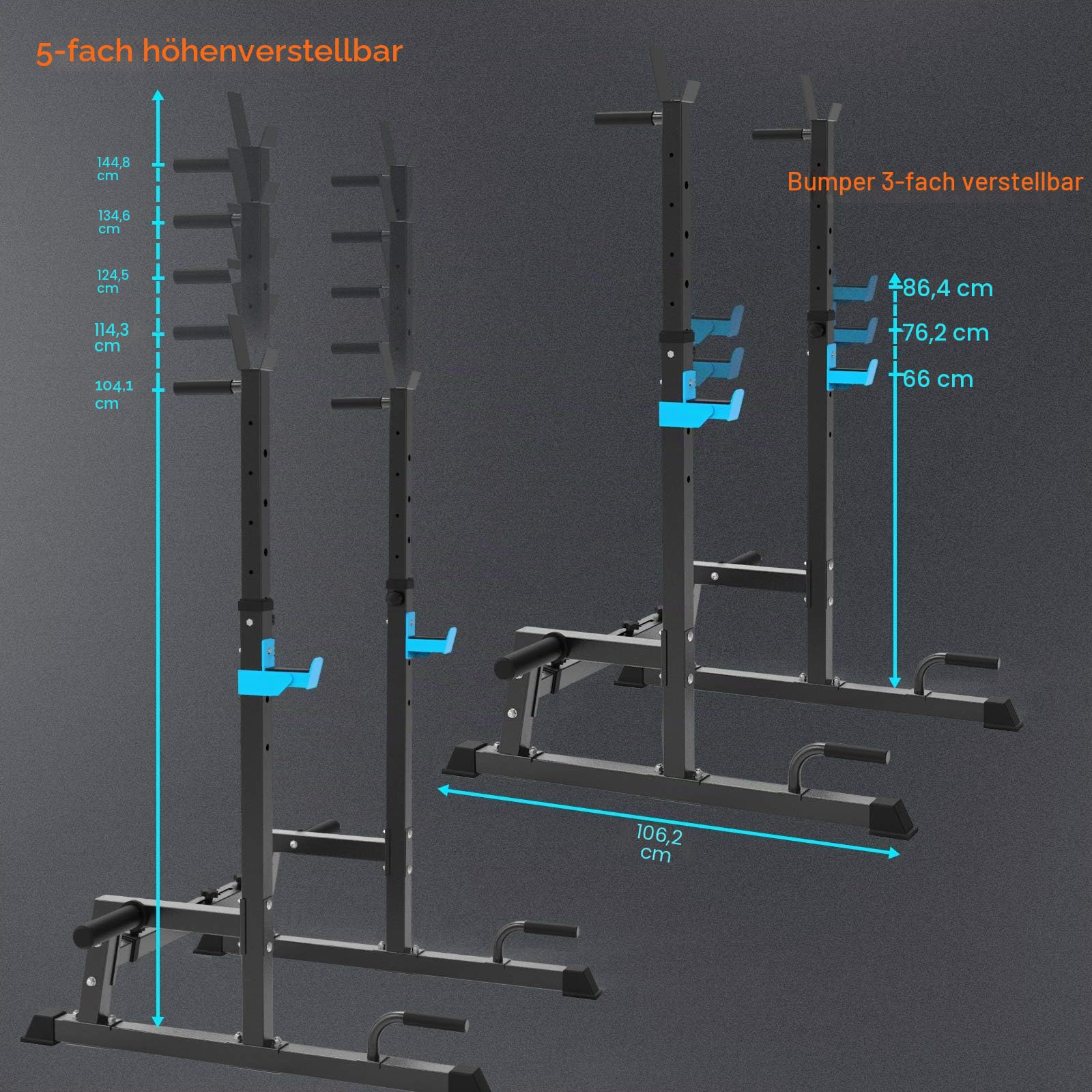 Squat Rack Multi-Funktions Barbell Rack Höhenverstellbarer Hantelständer für Sportstudio Zuhause Gewichtheben Bankdrücken Dip-Station Tragbare Krafttraining Kurzhantelablage