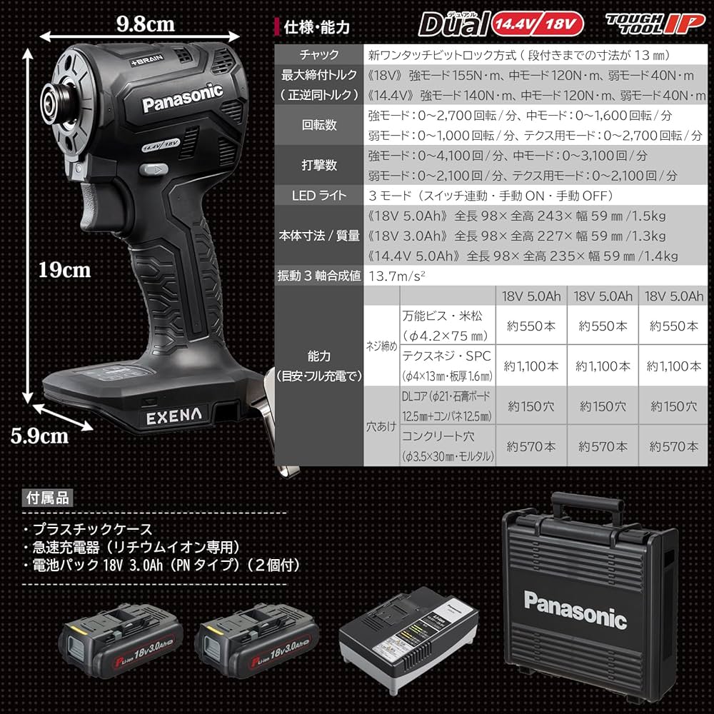Amazon.co.jp: パナソニック(Panasonic) 充電インパクトドライバー