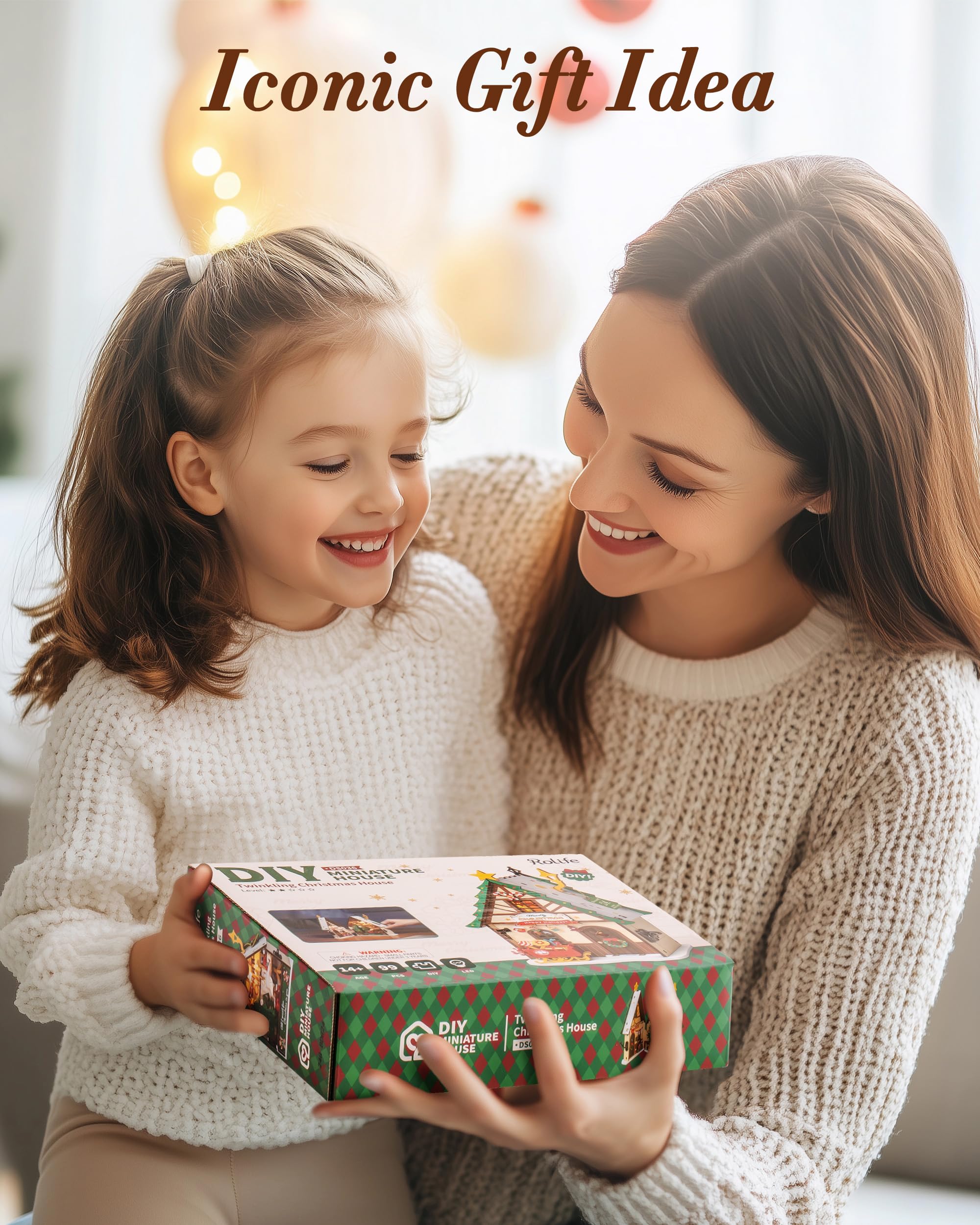 Rolife DIY Miniature House Modellismo Casa in Miniatura da Costruire Twinkling Christmas Modellismo da Costruire Adulti 3D Puzzle Legno Diorama Kit Fai Da Te Regali Bricolage di Natale DS036