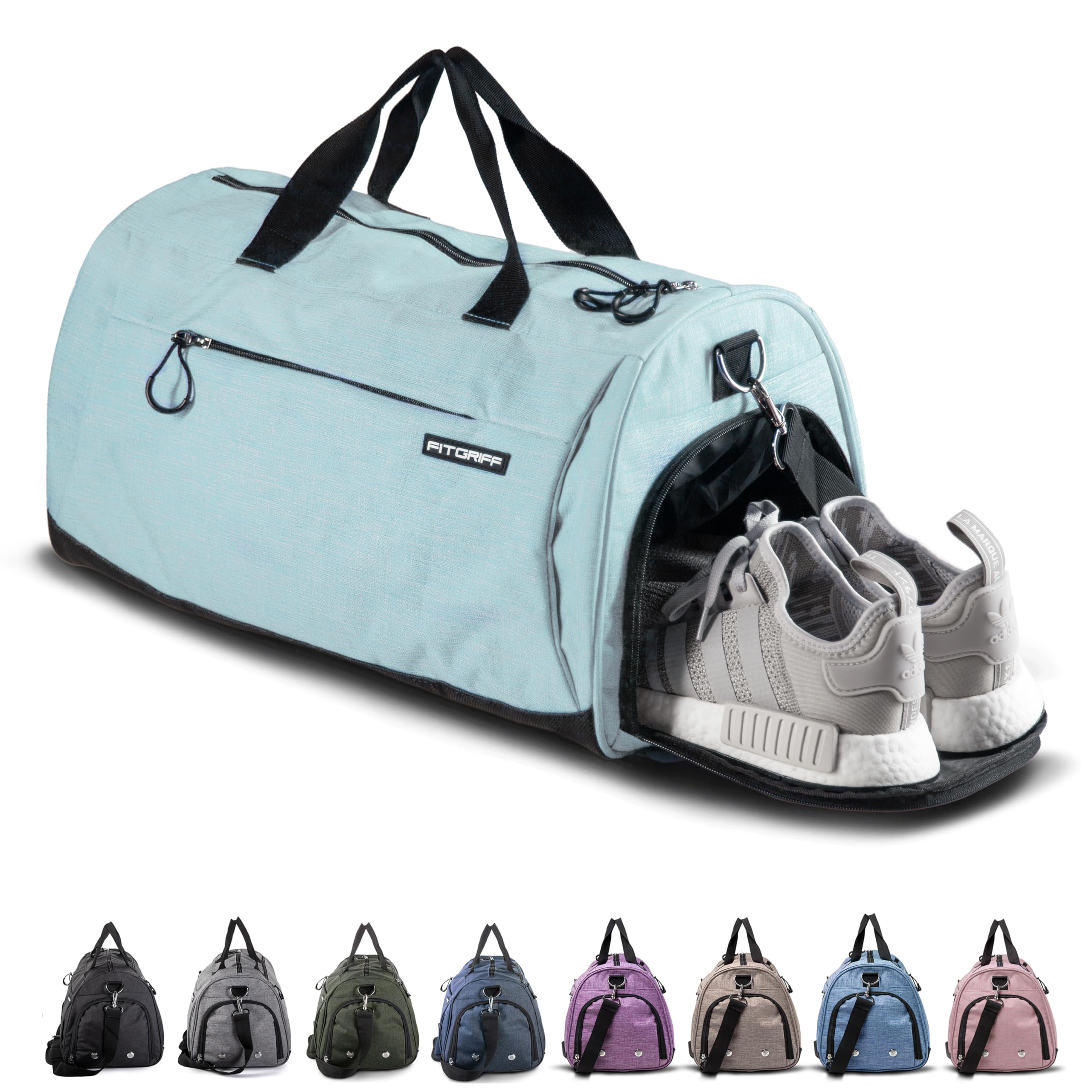 Fitgriff® Sports Gym Bag for Men and Women - with Shoe Compartment & Wet Pocket - Fitness Bag