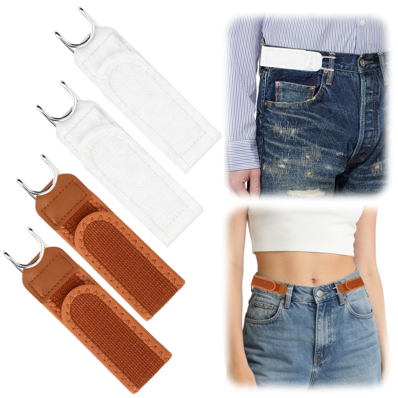 4Pcs No Buckle Belt for Men Women, Metal Hook Elastic No Buckle Belt, Adjustable Invisible Side Stretch No Buckle Waist Belt, Buckle-Free Stretch Belt for Jeans-picture-18