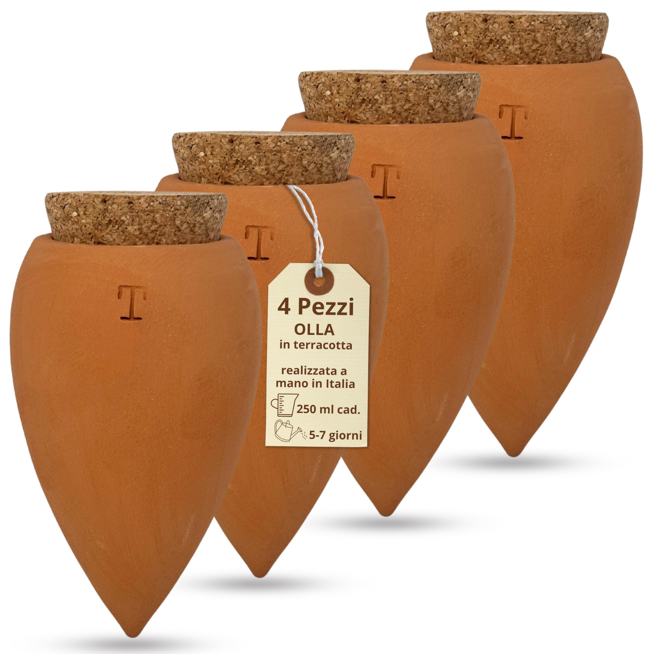 Olla en terre cuite artisanale pour l'irrigation automatique écologique et naturelle pour plantes d'intérieur et d'extérieur avec autonomie d'environ 7 jours – Fabriqué à la main – 250 ml