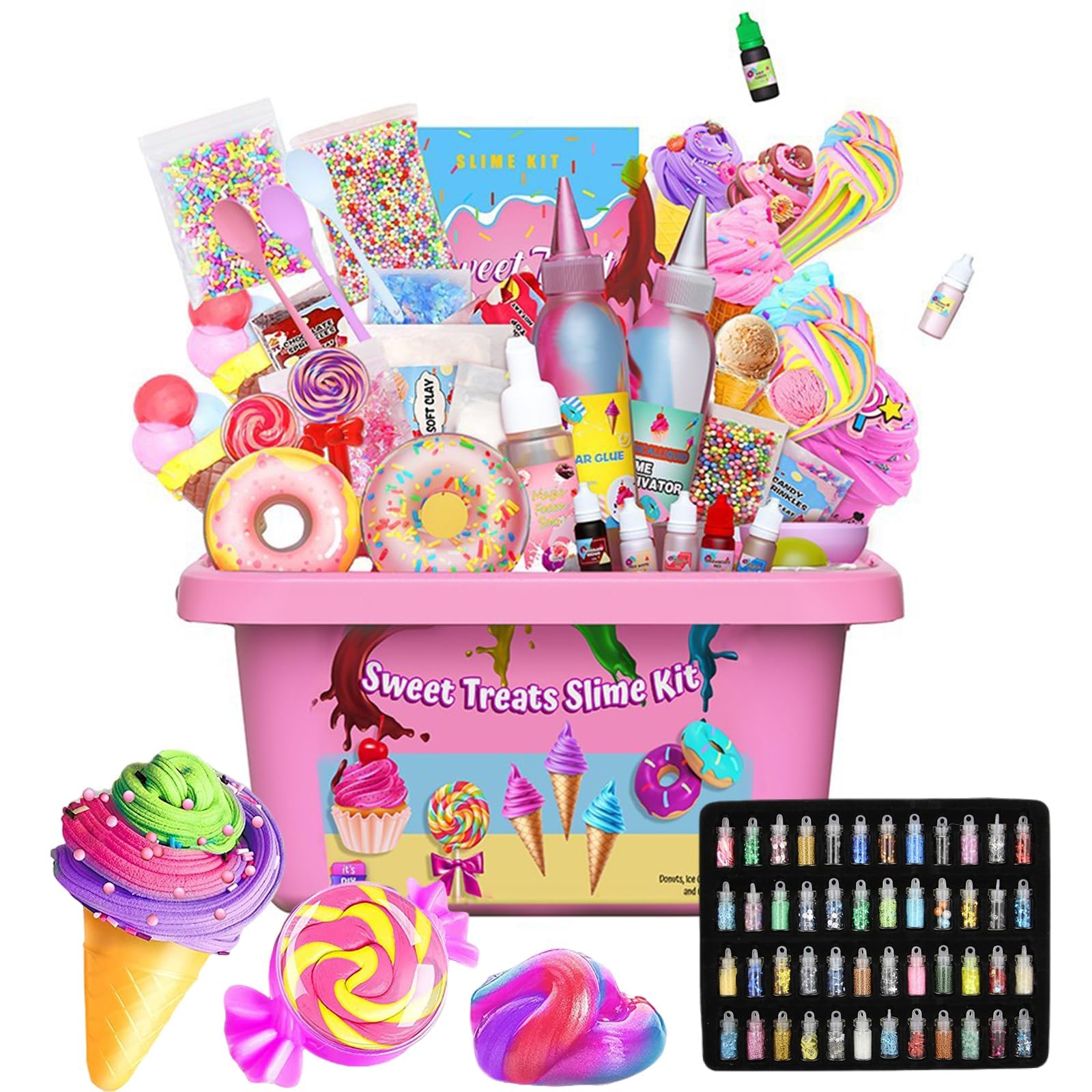 Beauenty Slime Kit for Kids,DIY Toys for Kids 6-12,Fluffy Cloud Foam Squish Glitter Slime Making Kits,Fun Kit Awesome Craft Toy Birthday Present Ideas (ice cream)