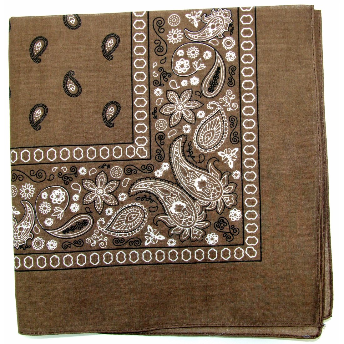 Paisley One Dozen Cowboy Bandanas (Brown, 22 X 22 in)