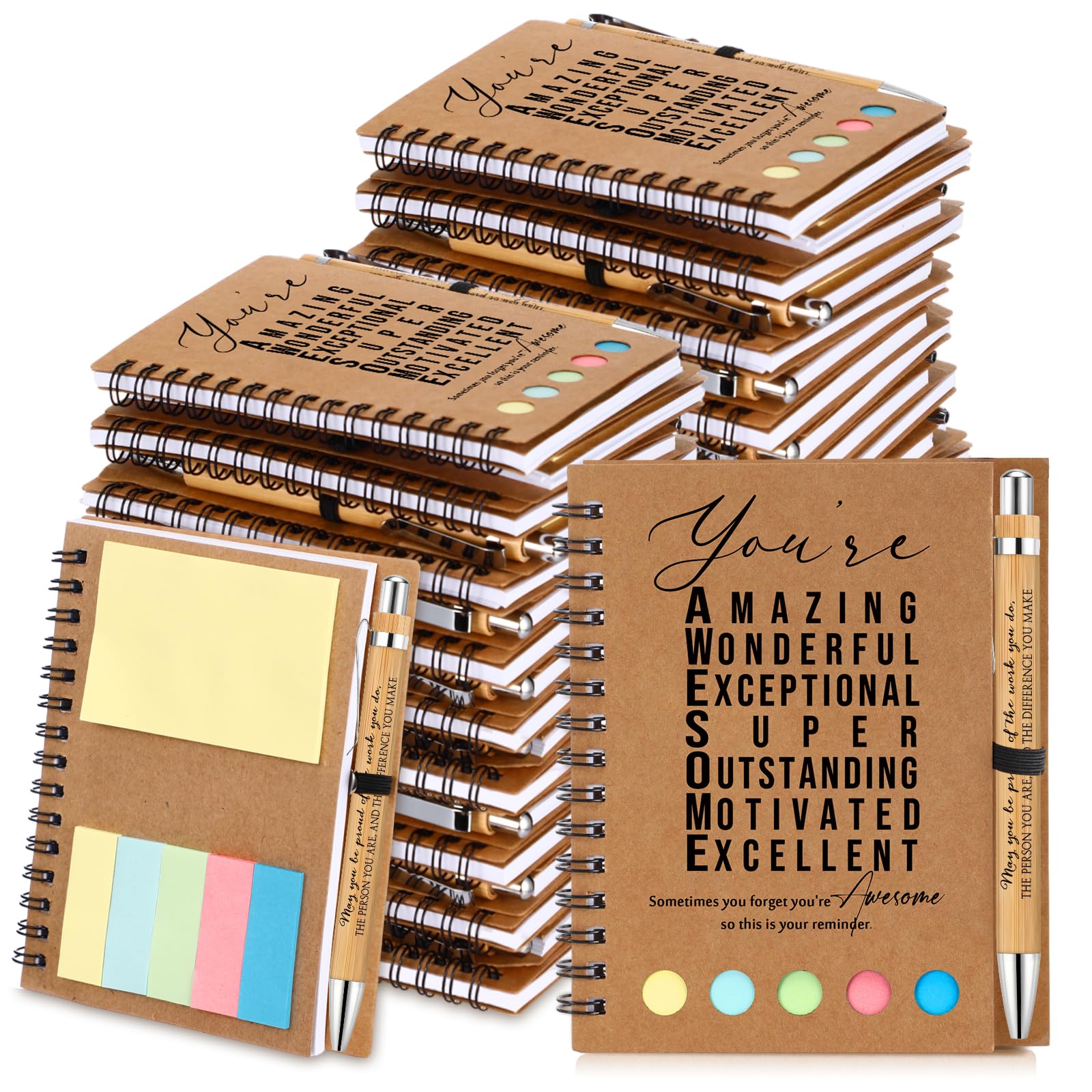 Jetec 25 juegos de cuadernos inspiradores a granel para el regreso a clases, cuaderno motivacional con bolígrafo y bloc de notas adhesivas, regalo de agradecimiento para profesores, estudiantes