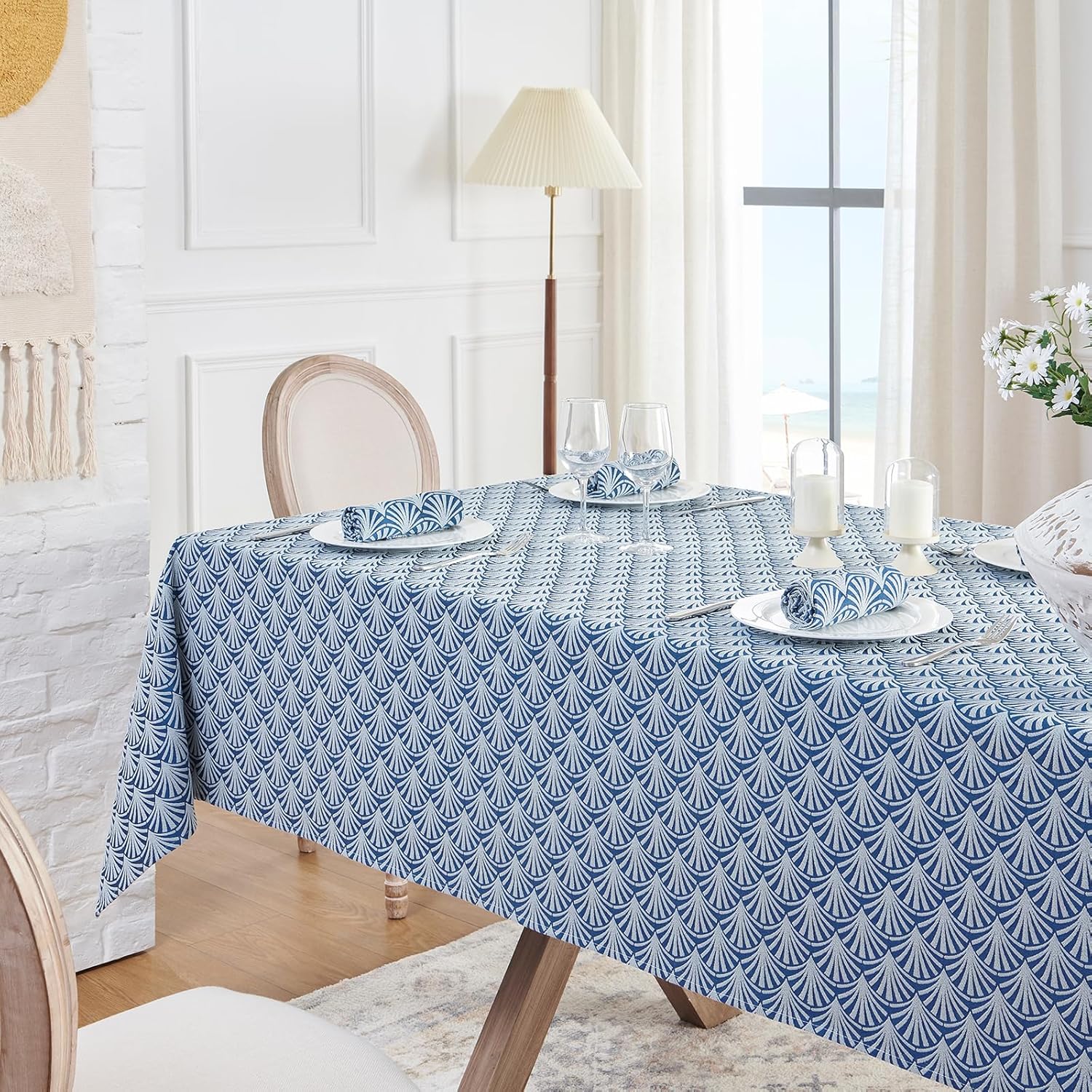 MINTROOM Navy Blue Tablecloth Blue Cotton Table Clothes for