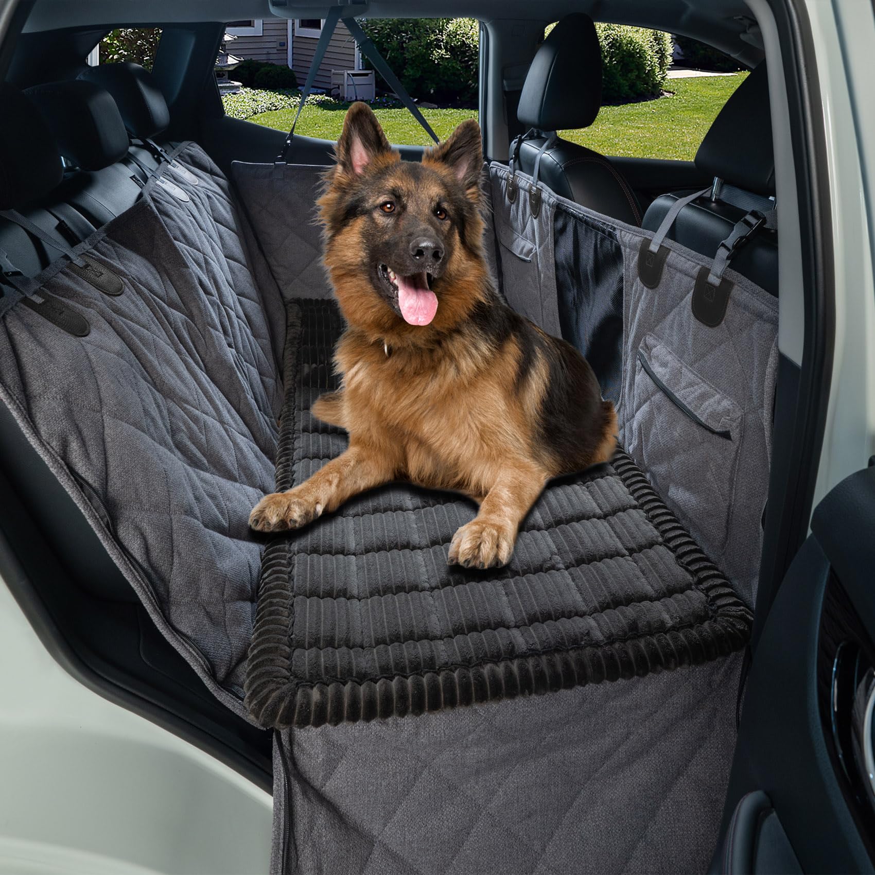 HAPYFOST Dog Bed for Car Back Seat, Non-Slip Backseat Pet Bed Mat for Travel, Soft Dog Seat Cover Blanket Washable Couch Protector Fit for Hammock