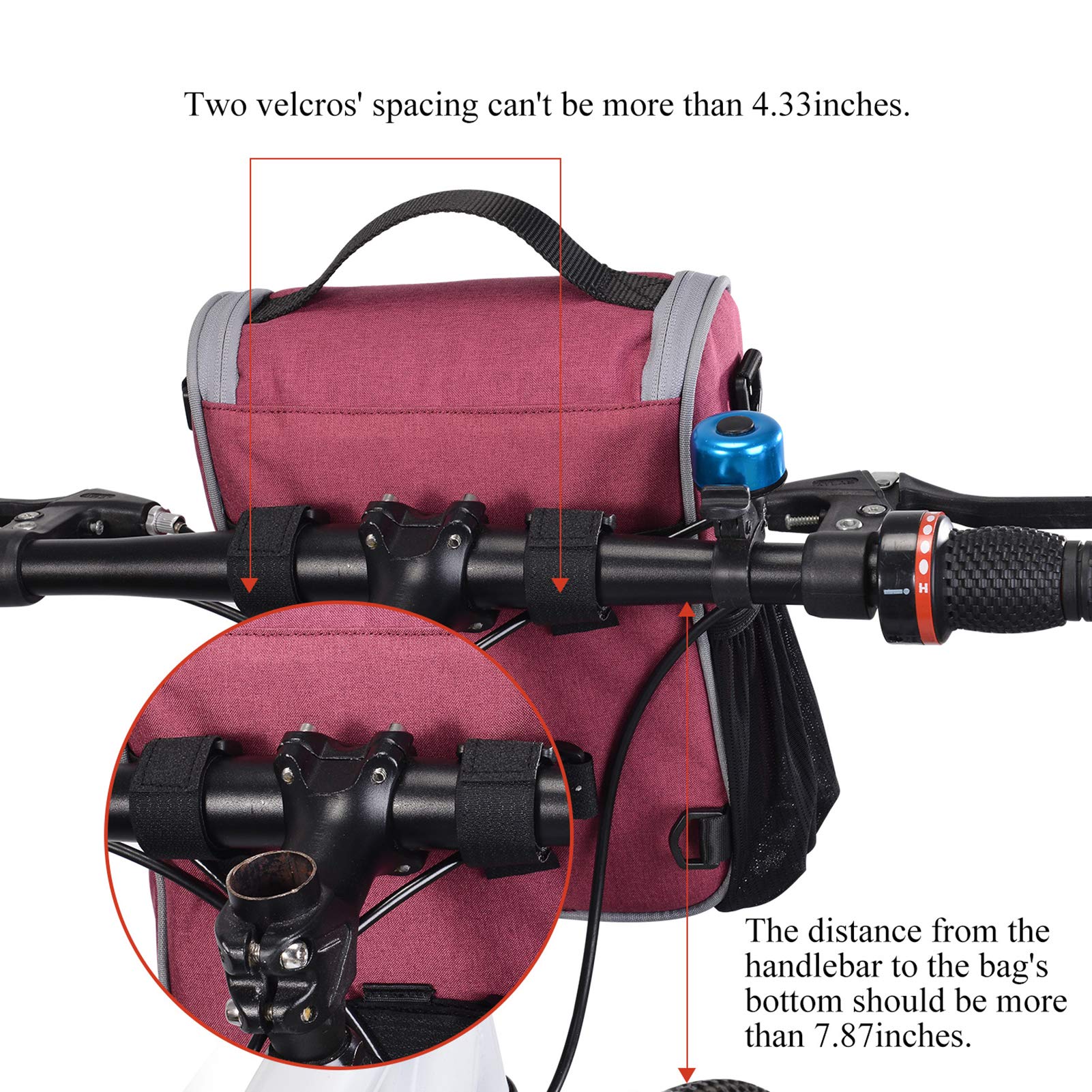 CamGo - Bolsa para Manillar de Bicicleta con Marco Frontal para Tubo Superior, Bolsa de Almacenamiento Mini para Hombro/Mano con Cubierta para la Lluvia