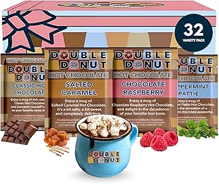 Gourmet Hot Cocoa Mix Variety Pack - Classic, Chocolate Raspberry, Salted Caramel, & Peppermint Hot Chocolate Mix Sets - 32 Count