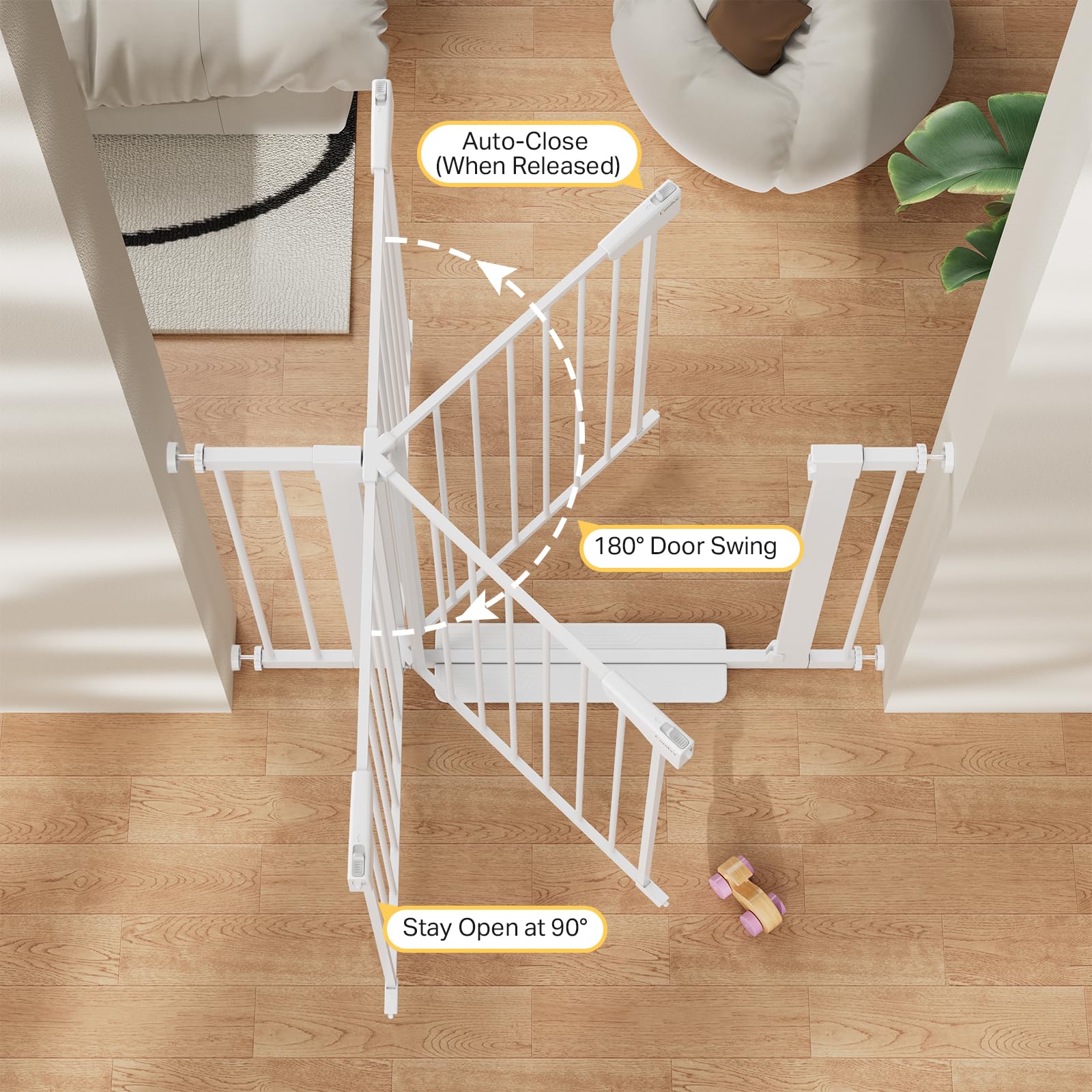 Cumbor 30-40.6 in Baby Gate for Stairs and Doorways, Dog Gate Indoor White — Amazon image 5