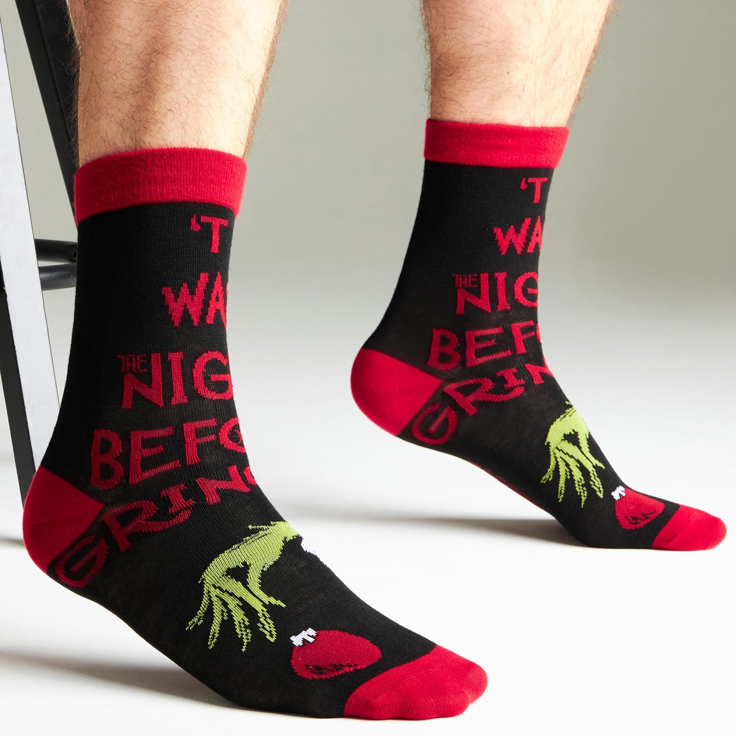 The Grinch Socks for Men & Teens Size 7-11, Pack of 5 or 6 Soft Breathable Crew Socks, Xmas Gifts for Him