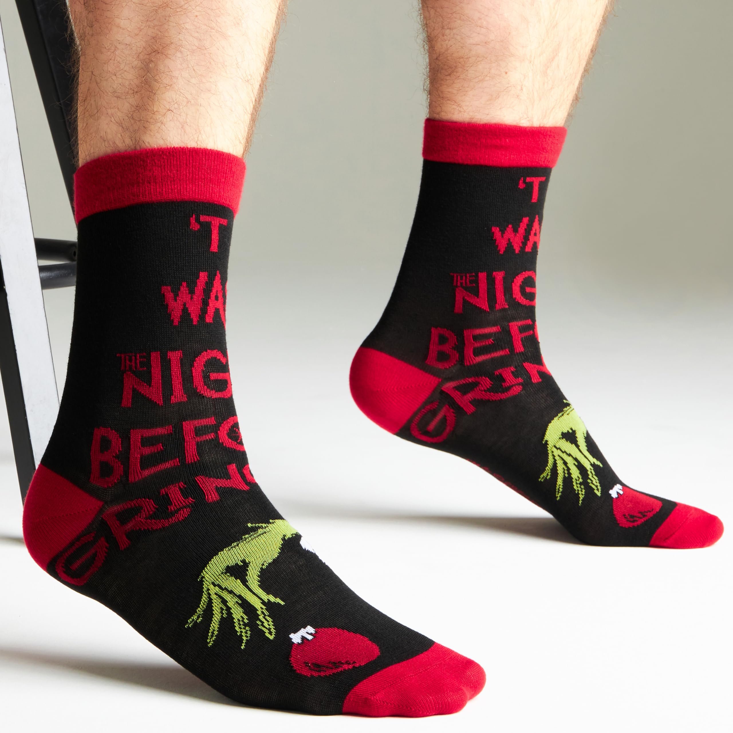 The Grinch Chaussettes Homme EU 40-45, Multipack Chaussettes Rigolotes, Semelle Antidérapante, Cosy Idee Cadeau Homme