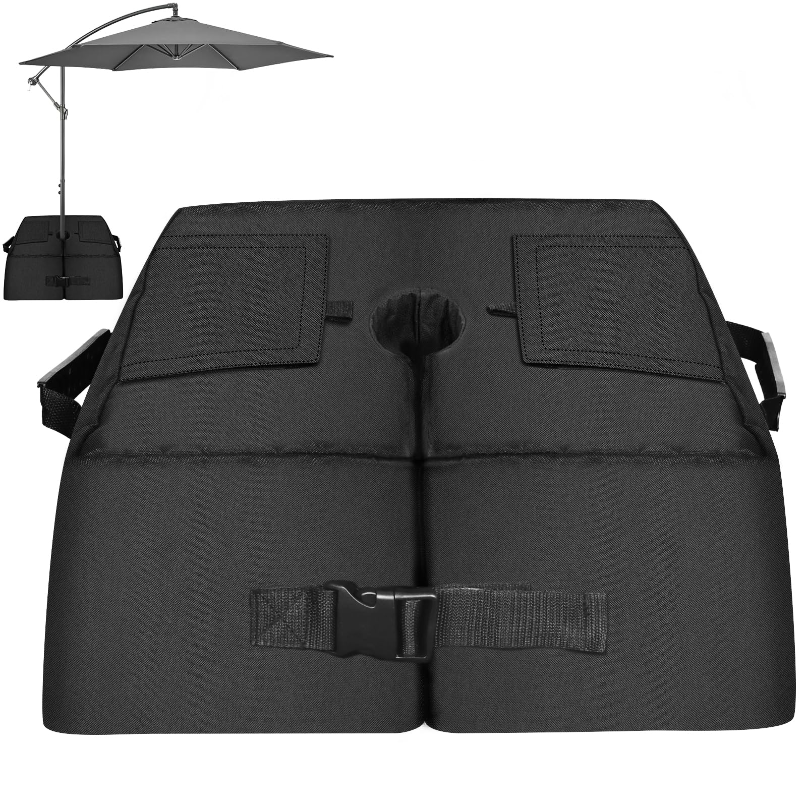 Trapezoid Truncated Cone 43 * 52 * 21cm Umbrella Base Sandbags, Sand is NOT included, handle Design, Waterproof Heavy Duty 900D Fabric,for Patio Outdoor Cantilever or Flagpole-image-2