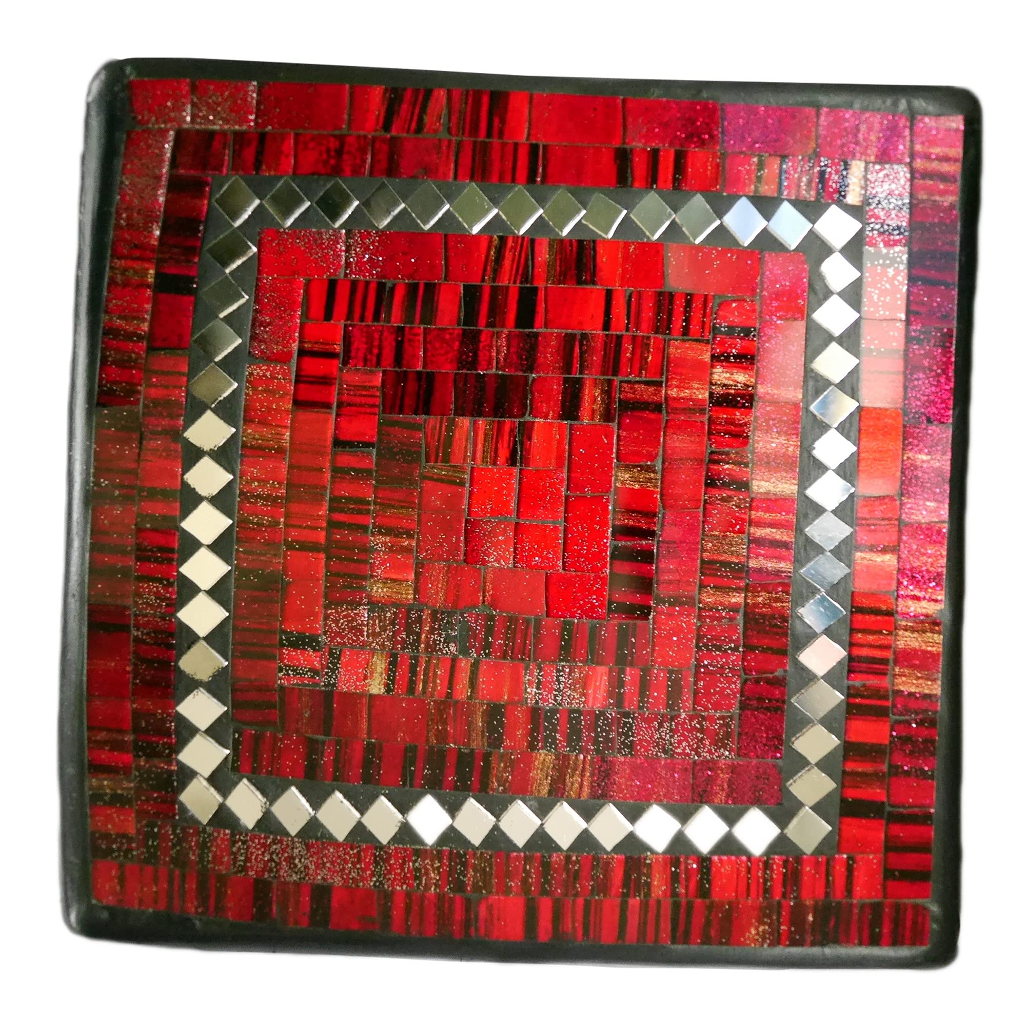 ART-CRAFT Dekoschale Mosaikschale rot mit Spiegel Tonschale 