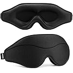 MOEASEii Sleep Mask - Total Blackout 3D Sleeping Mask, Super Lightweight & Silky Soft Eye Mask for Sleeping, Fully Adjustable Fit for Home, Office, Traveling, Meditation, Yoga, Black