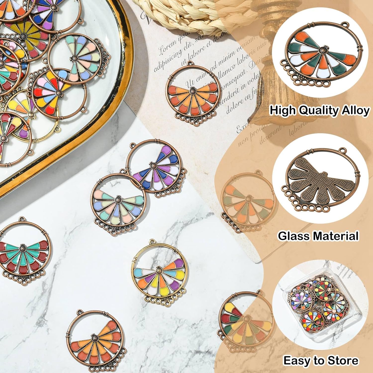 DanLingJewelry 20Pcs Tibetan Style Enamel Chandelier Component Links Antique Bronze Vintage Connector Charms for DIY Boho Jewelry Making - Image 3